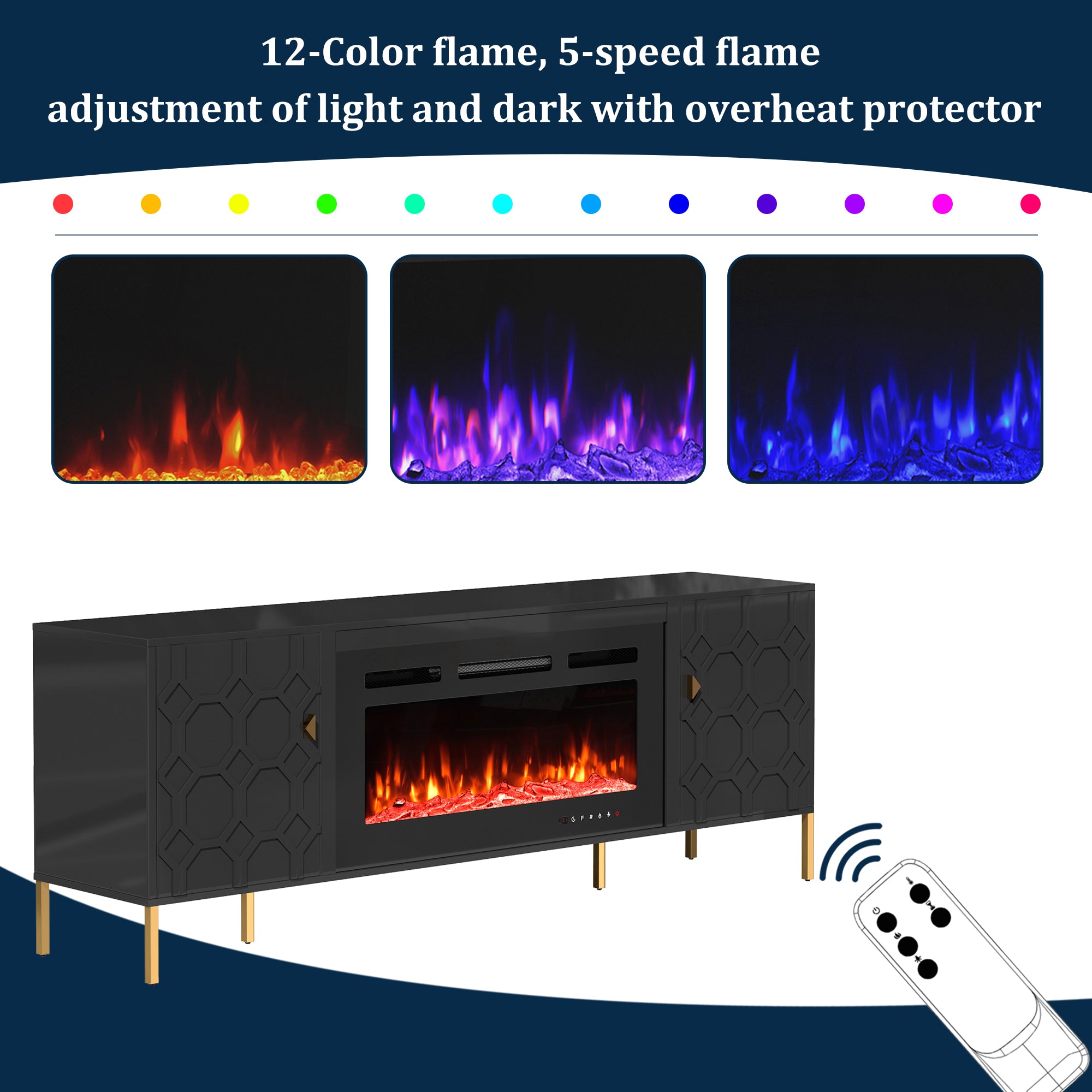 70.08'' Wide Storage Cabinet with Electric Fireplace