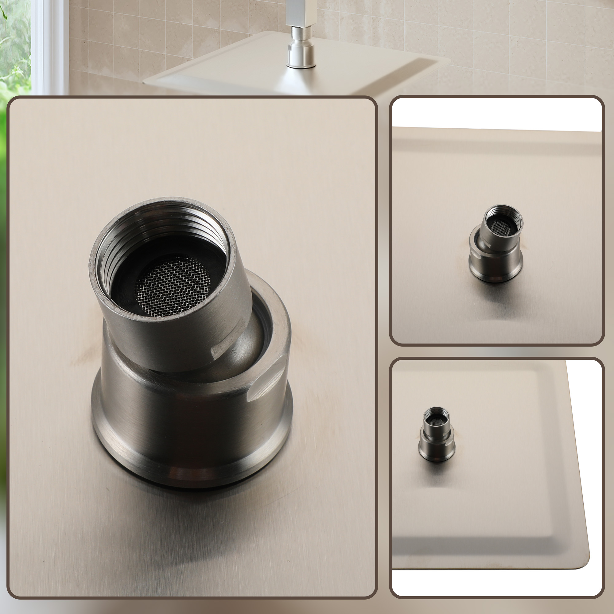 10"/12" Stainless Steel 360 Degree Adjustable 0.08" Ultra-thin Rectangle Shower Head In Matte Black/Brushed Nickel