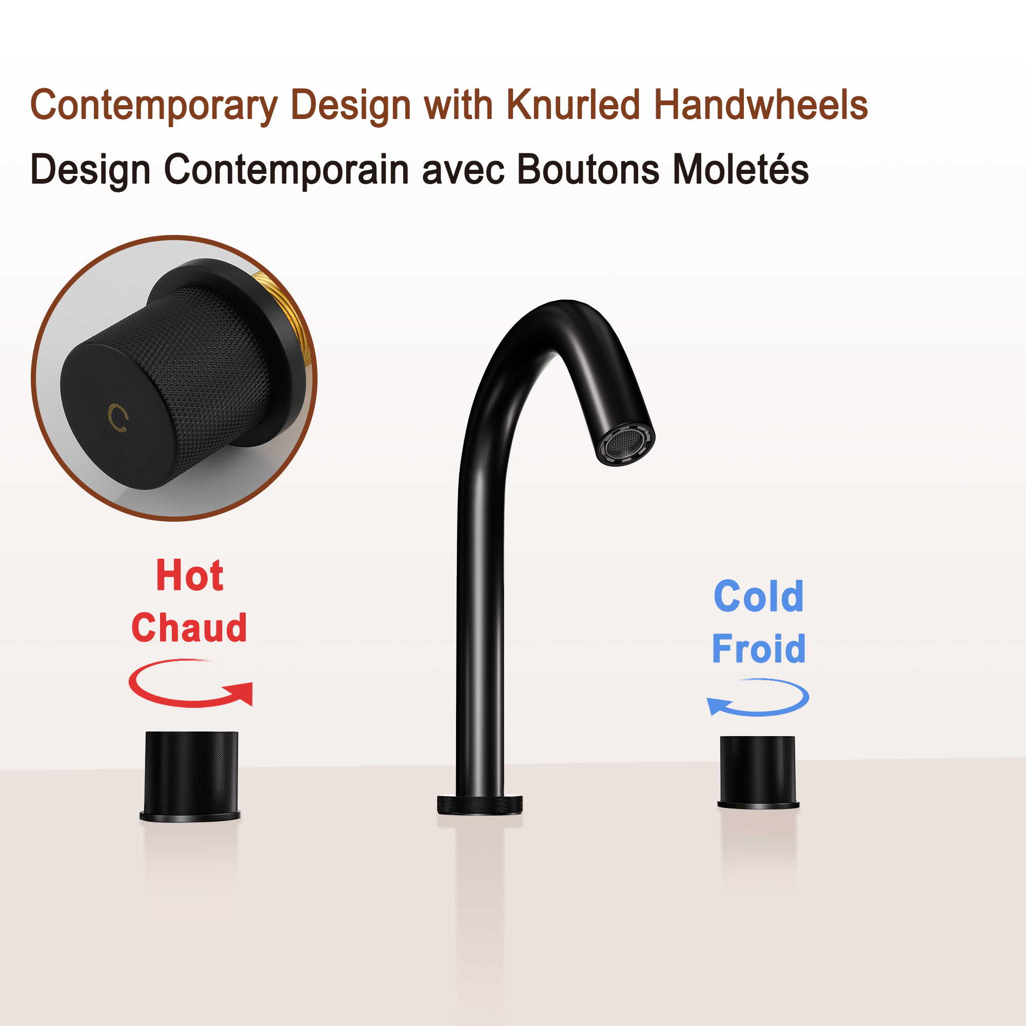 Mondawe 8 in. Widespread Double-Handle Bathroom Faucet in Nickel Brushed/Black/Brushed Gold-Mondawe