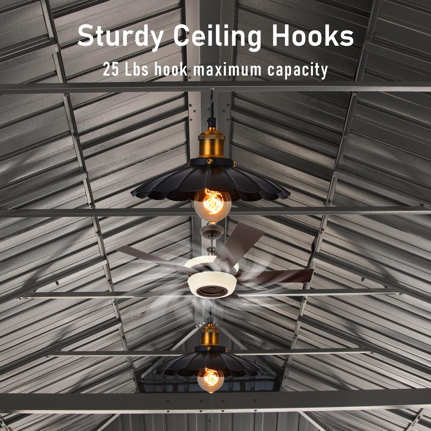 14x22FT Hardtop Gazebo, Outdoor Gazebo with Galvanized Steel Double Roof, Aluminum Frame, Built-in Gutter System, Curtain and Netting, Metal Gazebo Pavilion for Patio Deck Garden, Brown/Grey