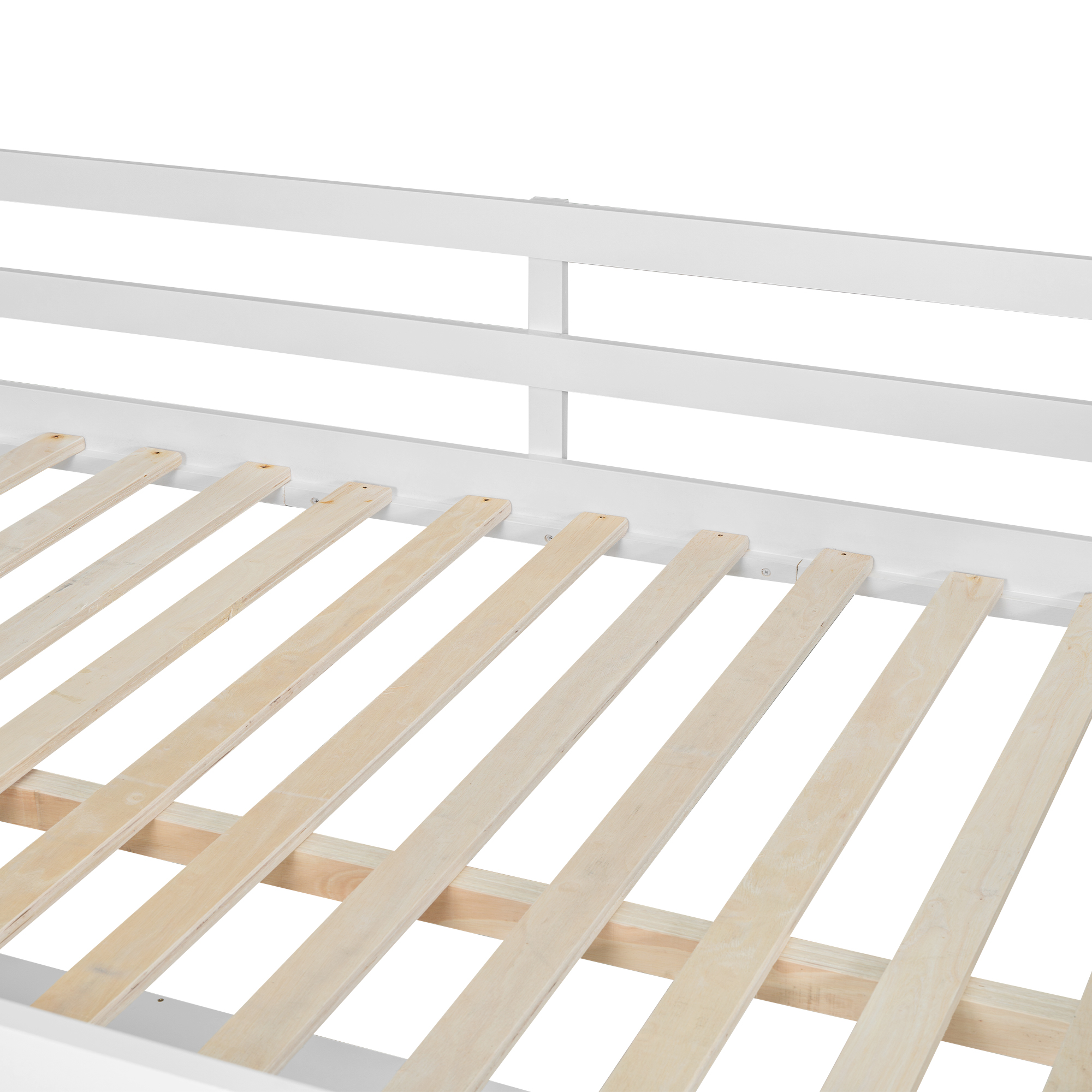 Full/Twin Size Loft Bed with U-shaped Desk, Drawers and Storage Shelves, White/Antique Brown 