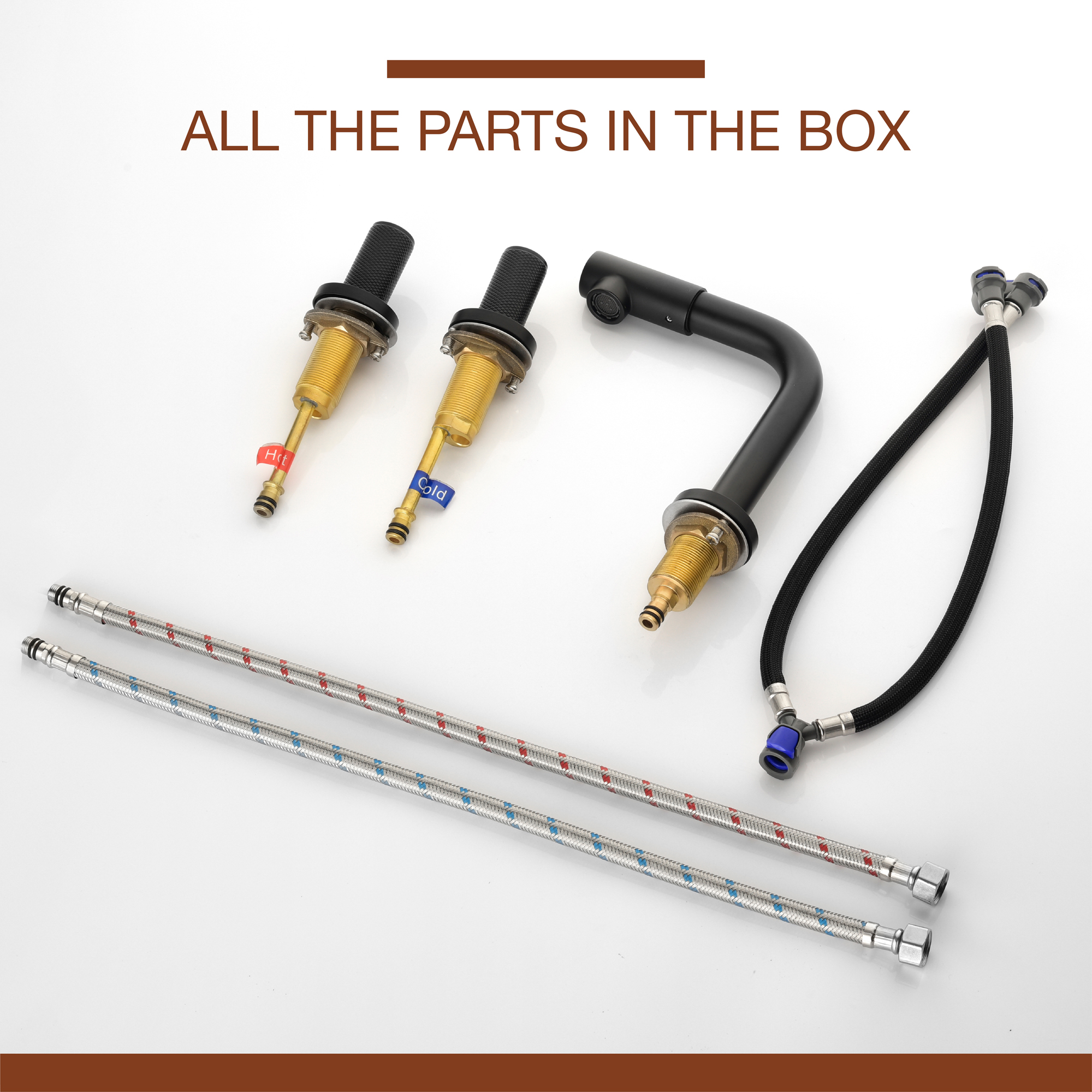 Mondawe Double Handle 8-Inch Center Wide-Spread Bathroom Faucet in Gold/Black/Nickel-Mondawe