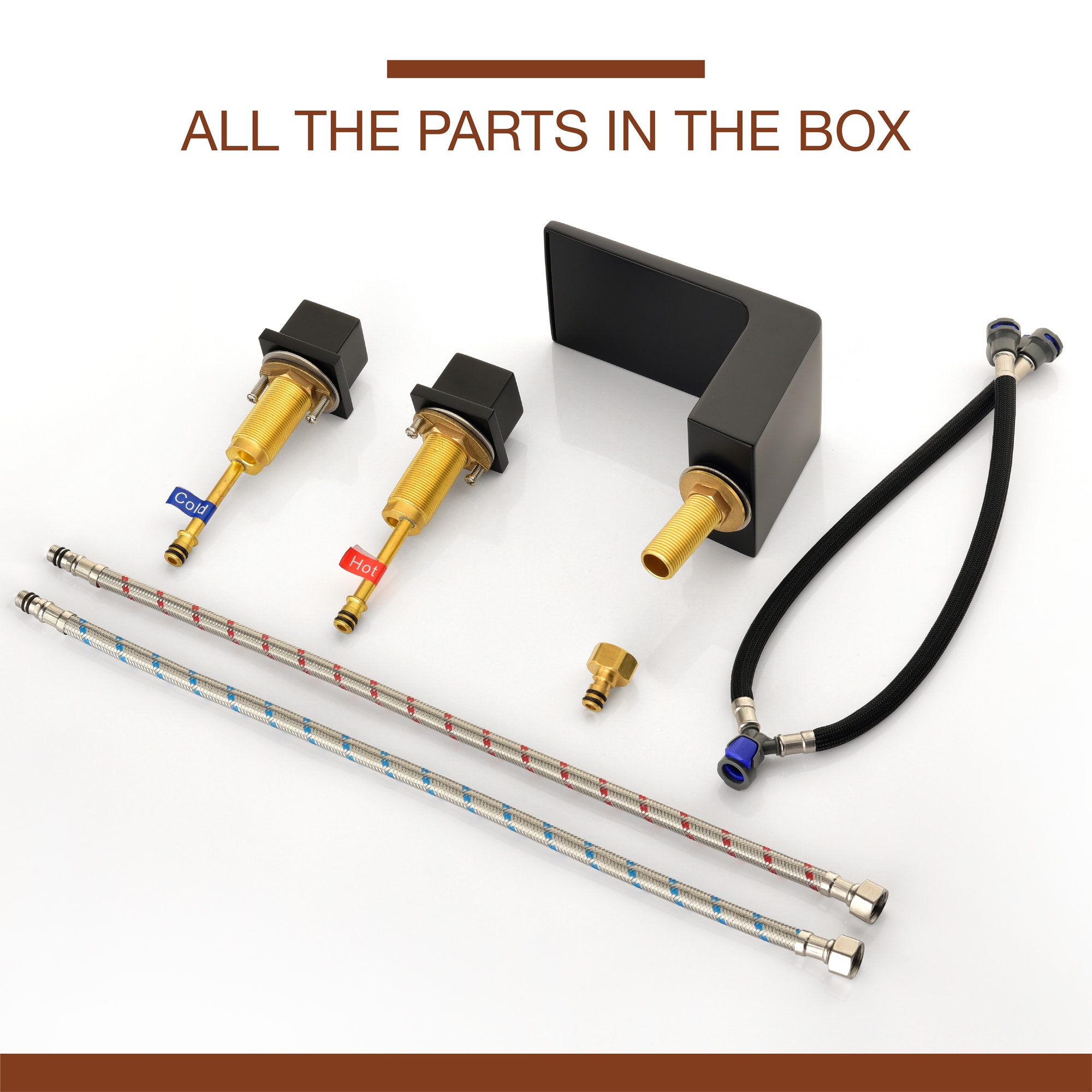 Mondawe Double Handle 8-Inch Center Wide-Spread Bathroom Faucet(Black/Gold/Nickel/Gray)-Mondawe