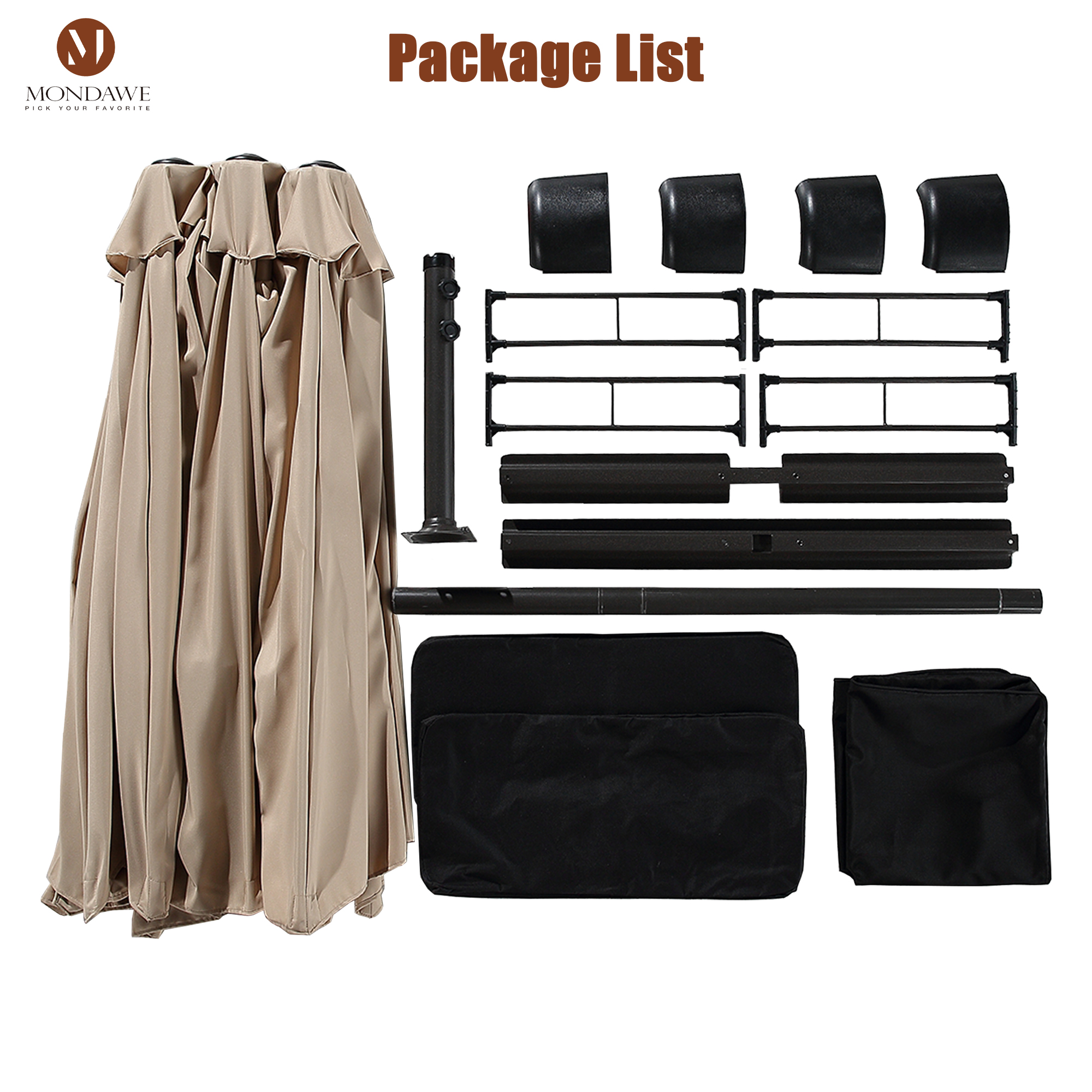 Mondawe 15ft Rectangular Patio Market Umbrella with Base-Mondawe