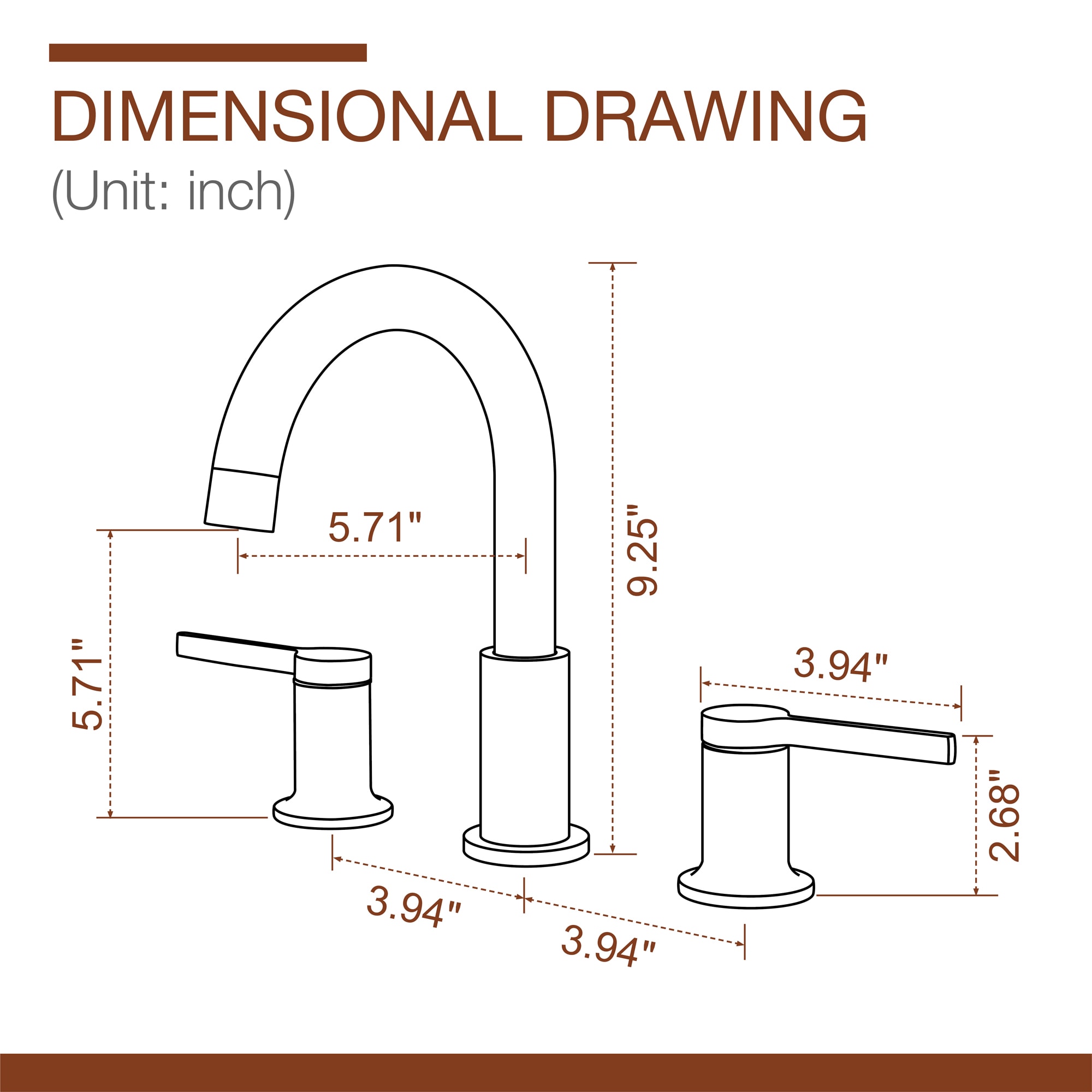 Mondawe Double Handle 8 Inch Brass 3 Hole Widespread Bathroom Sink Faucet in Black/Gold/Nickel-Mondawe
