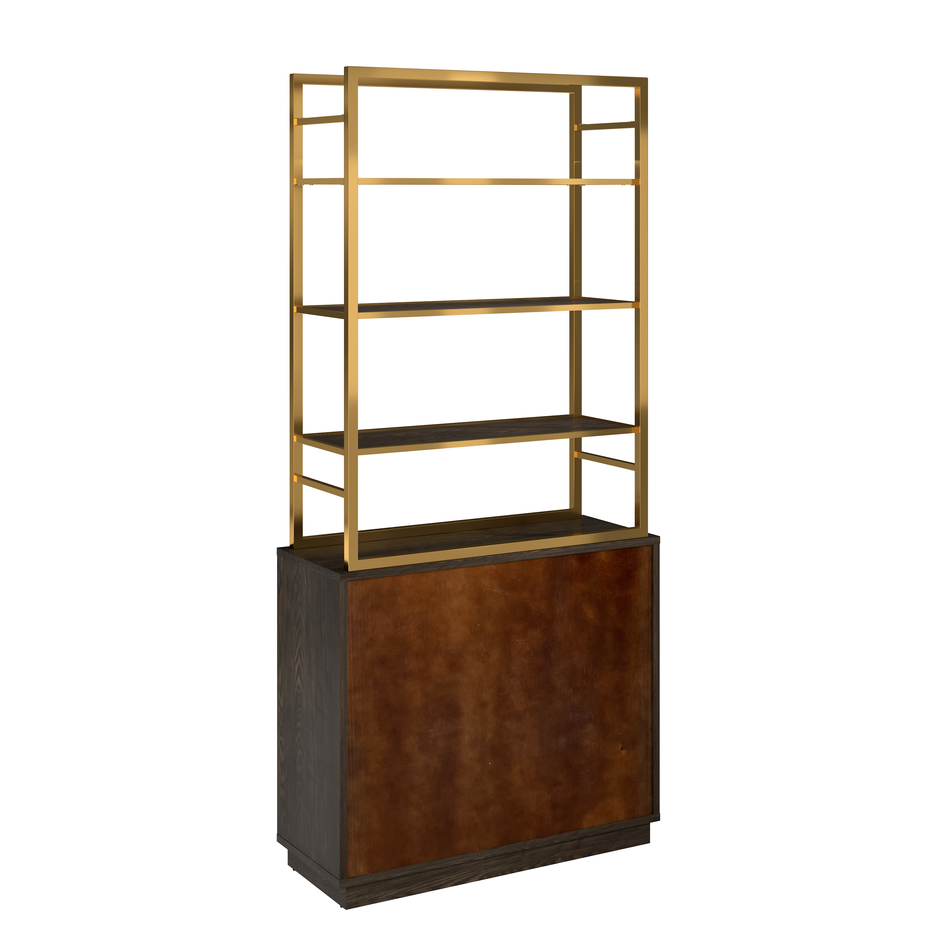 79 in. Tall Vertical Storage Space Gold Stainless Steel Bookshelf Bookcase With Cabinet
