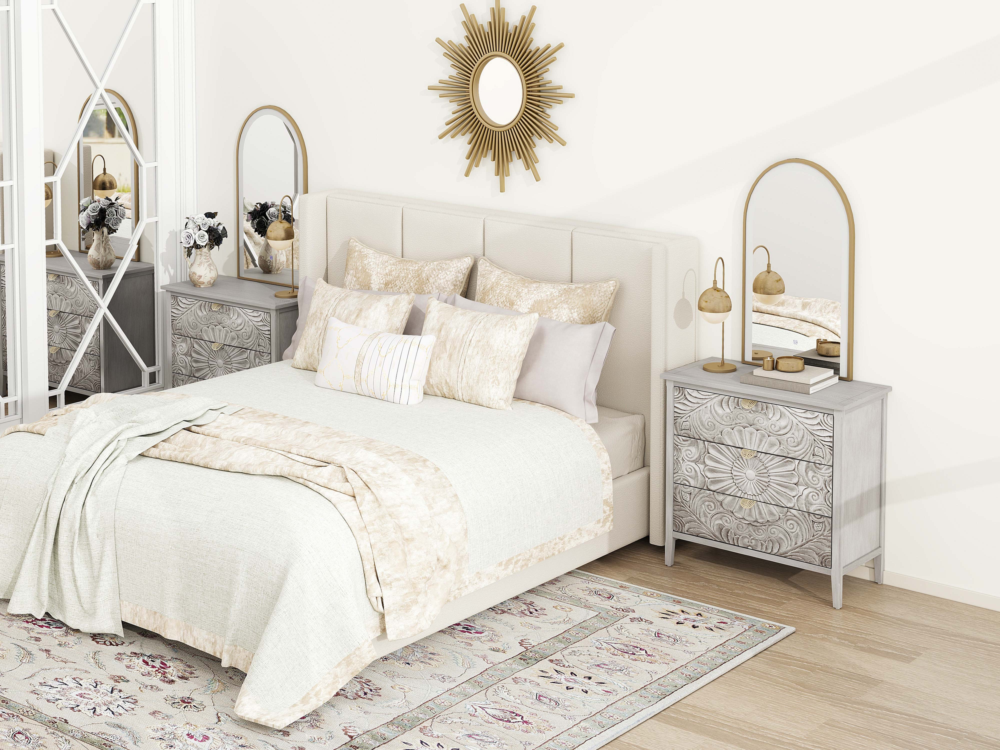 2 Door Cabinet , 3 Drawer Cabinet American Furniture, Suitable for Bedroom, Living Room, Study