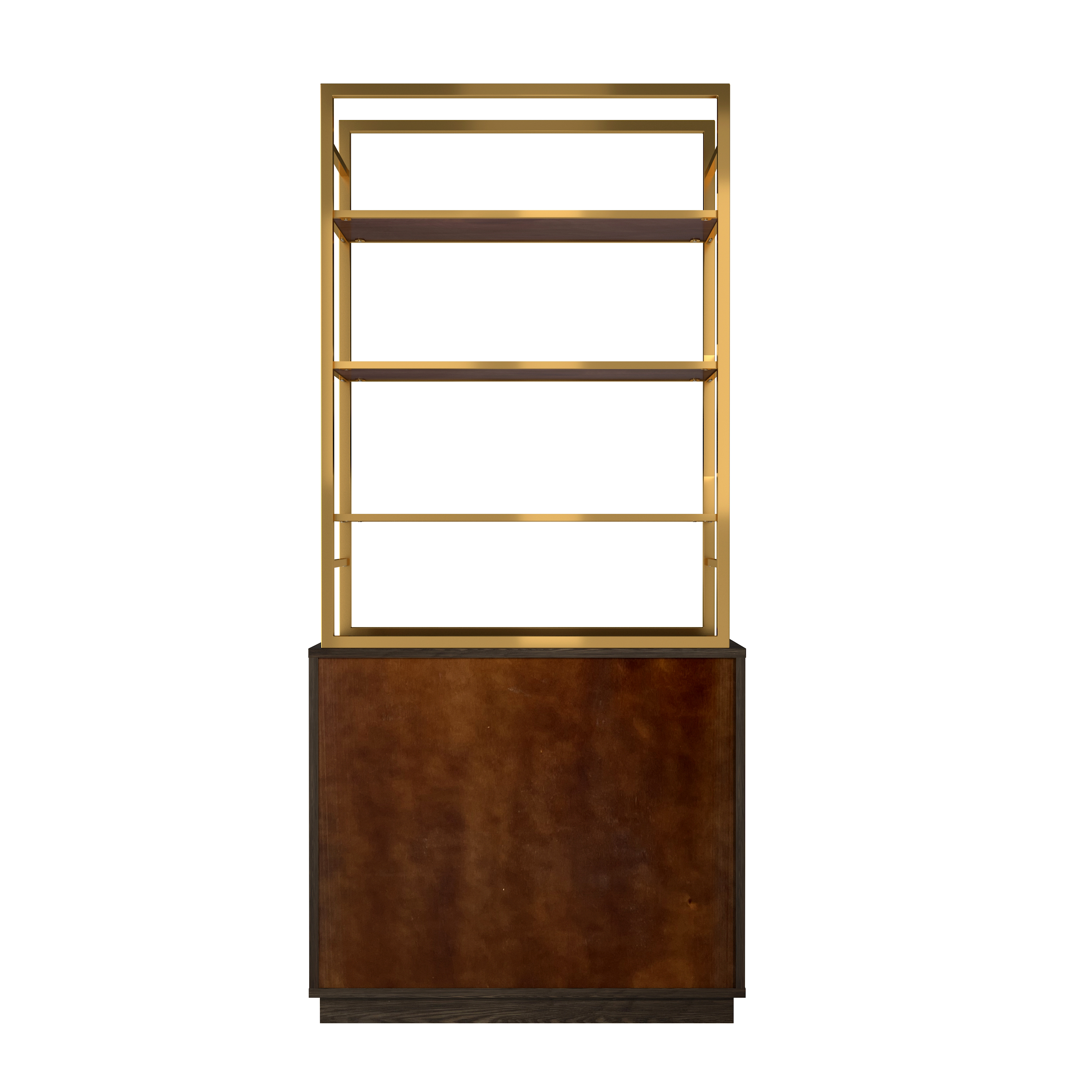 79 in. Tall Vertical Storage Space Gold Stainless Steel Bookshelf Bookcase With Cabinet