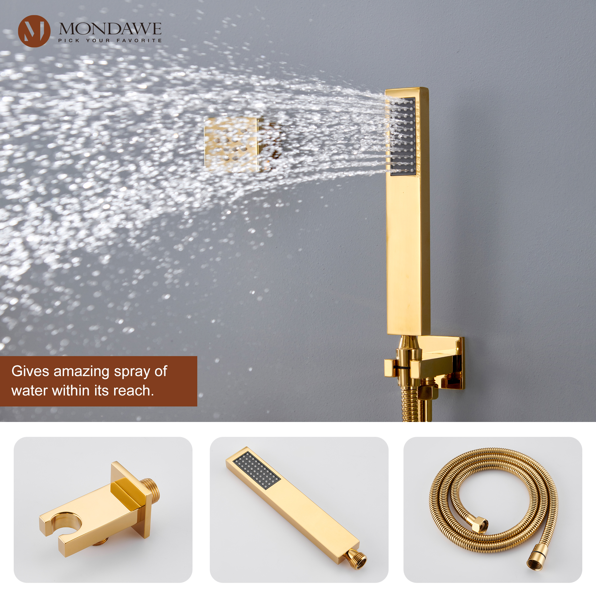 Mondawe Luxury 4-Way Thermostatic Shower System with LED and Music Player-Mondawe