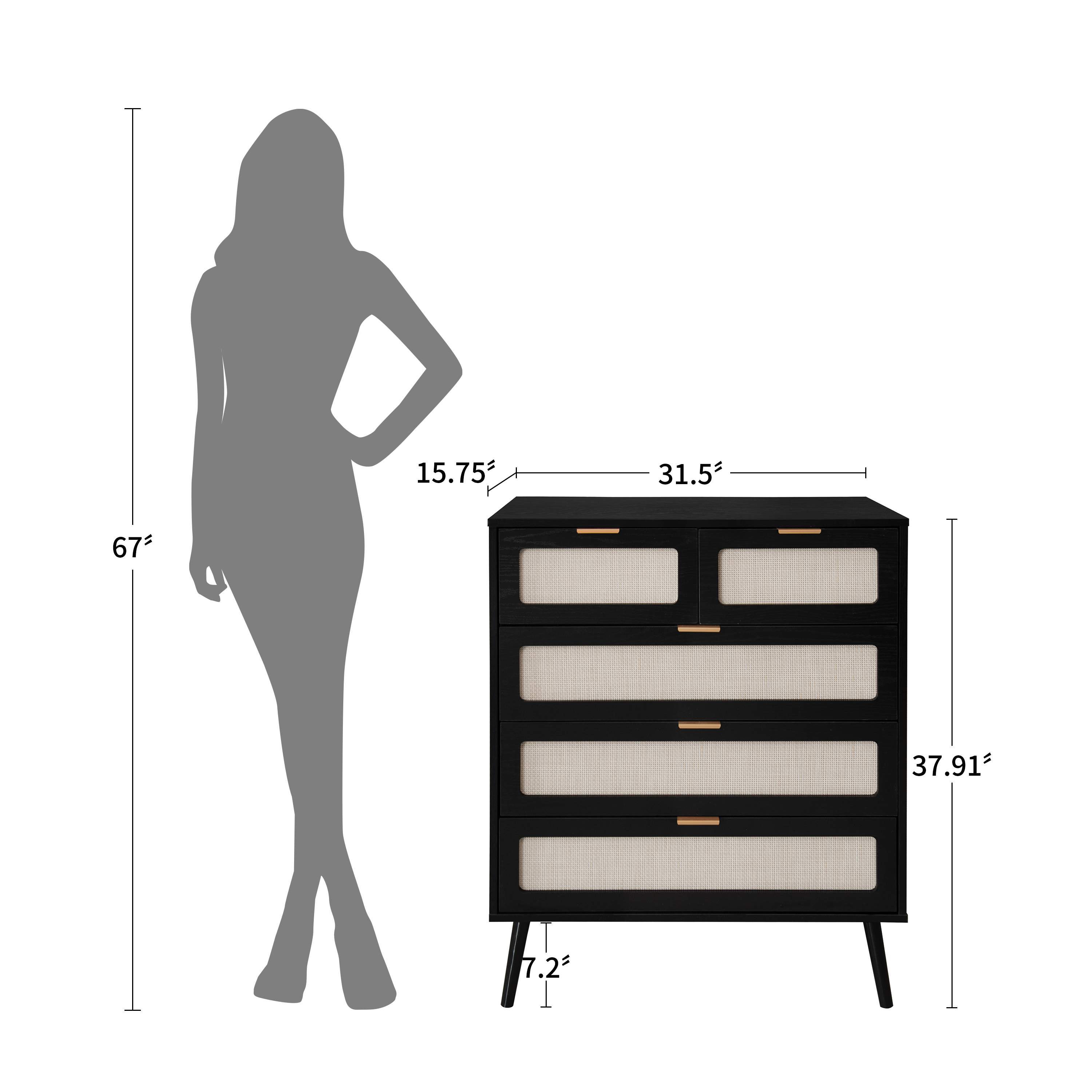 5 Drawer Cabinet, Accent Storage Cabinet, Suitable for Living Room, Bedroom, Dining Room, Study  WL Item Code: W688