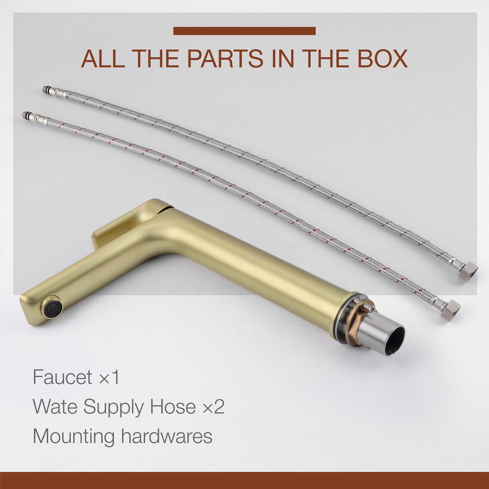 Mondawe Single Hole Modern Bathroom Faucet in Black/Gold-Mondawe