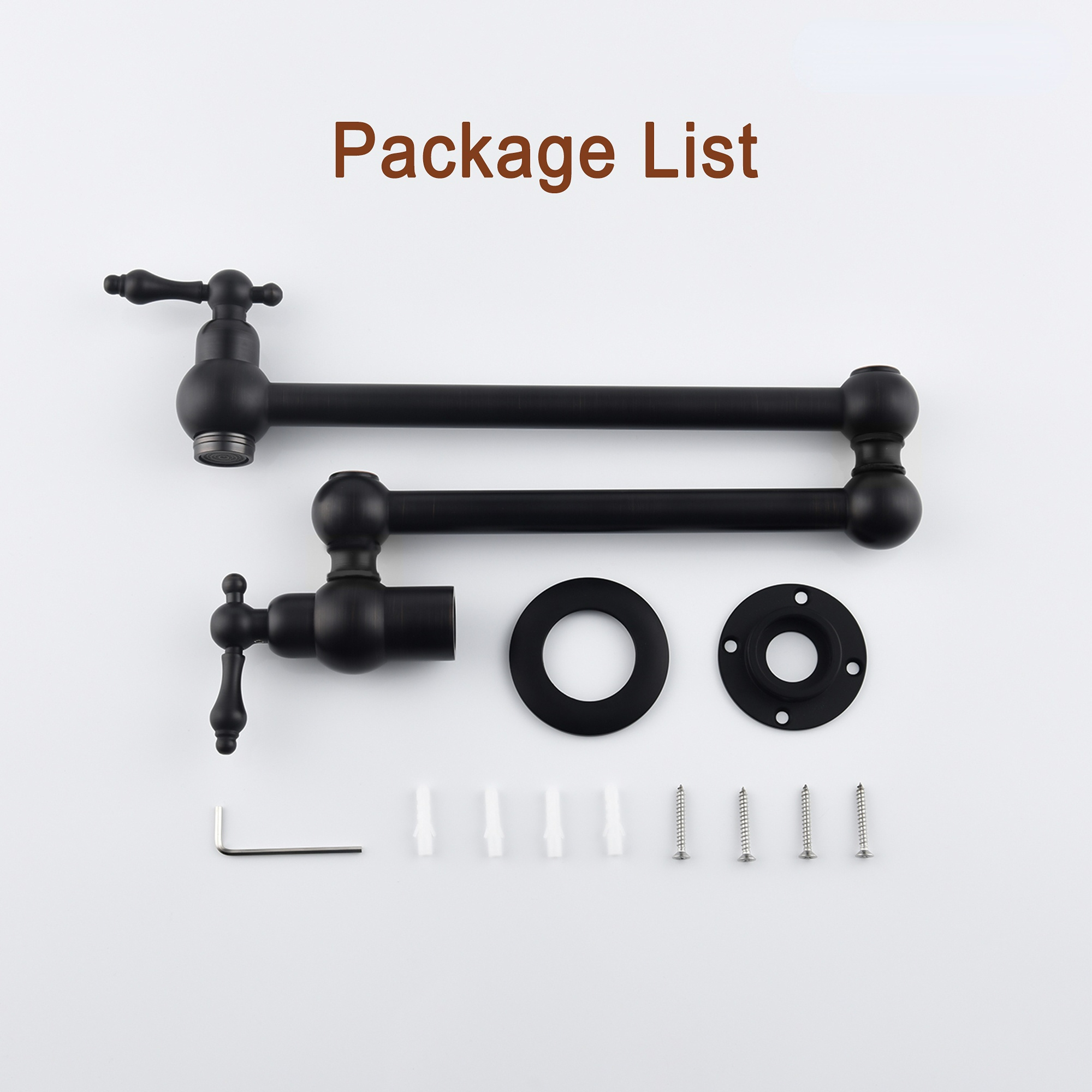 Boyel Living Matte Black Double Handle Wall-mount Pot Filler Kitchen Faucet