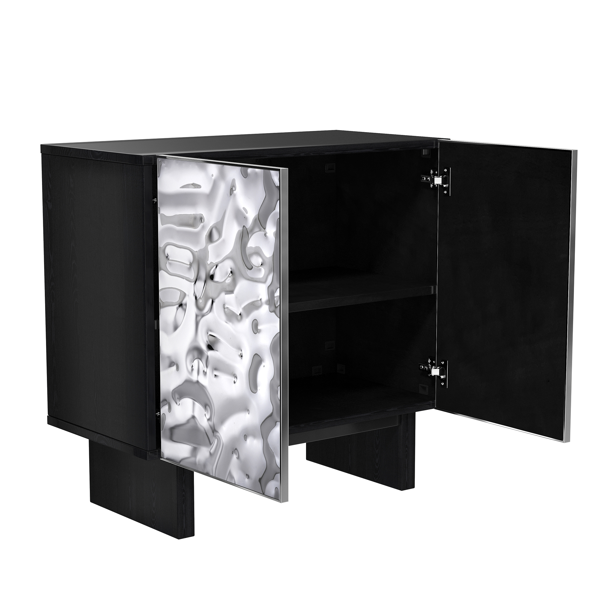 Silver MDF 2-Door/4-Door Wood 62.99 in. Buffet Sideboard Dining Table For Living Room, Foyer and Kitchen-Dining Room