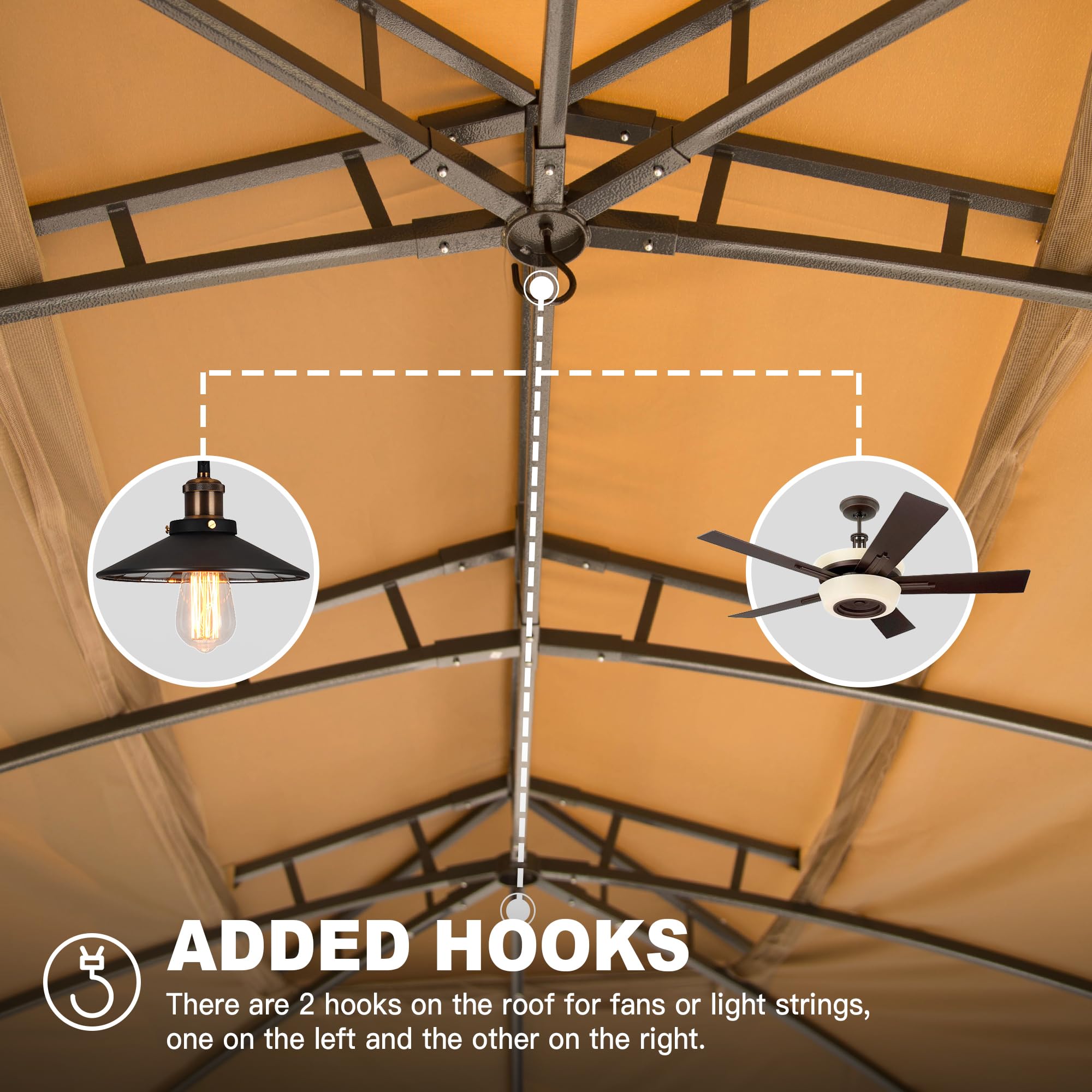 Outdoor Gazebo with Double Roofs, Privacy Curtains, Mosquito Nettings, Heavy Duty Metal Frame Party Tent Canopy for Patio, Backyard, Deck, Lawn