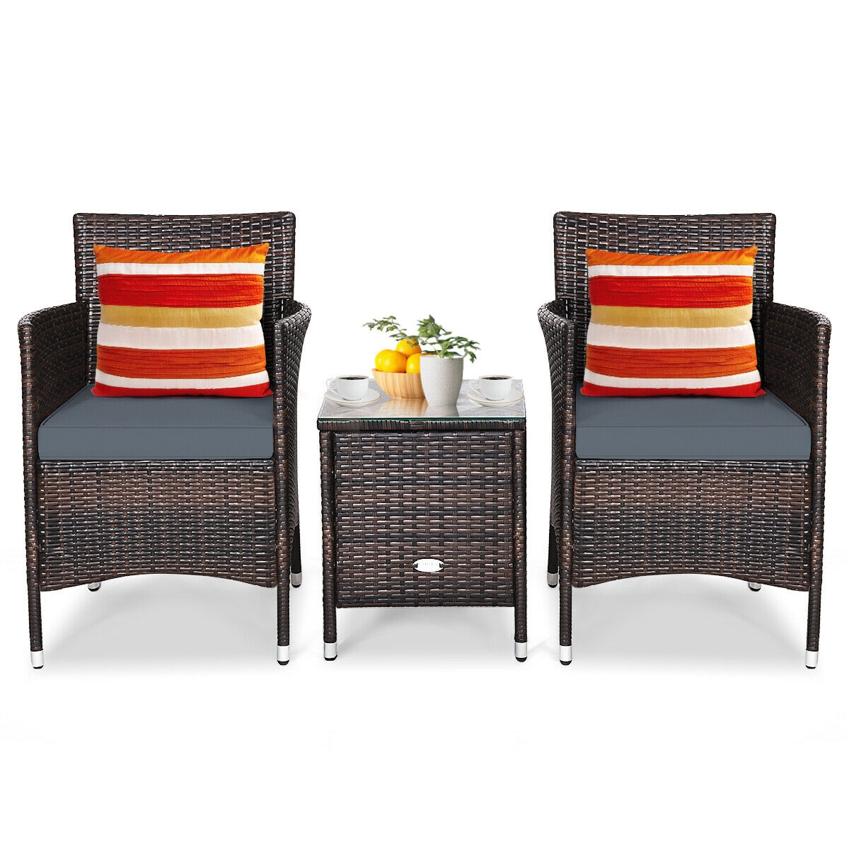 Mondawe 3 Pcs Outdoor Rattan Wicker Furniture Set-Mondawe