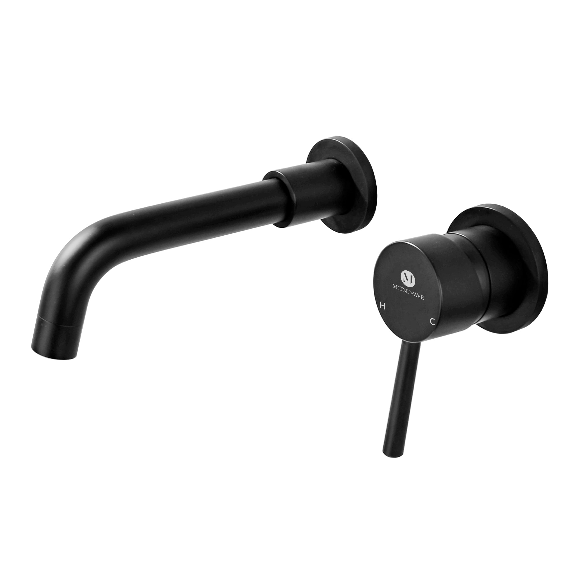 Mondawe Wall Mount Bathroom Sink Faucet Single Handle in Black/Gold-Mondawe