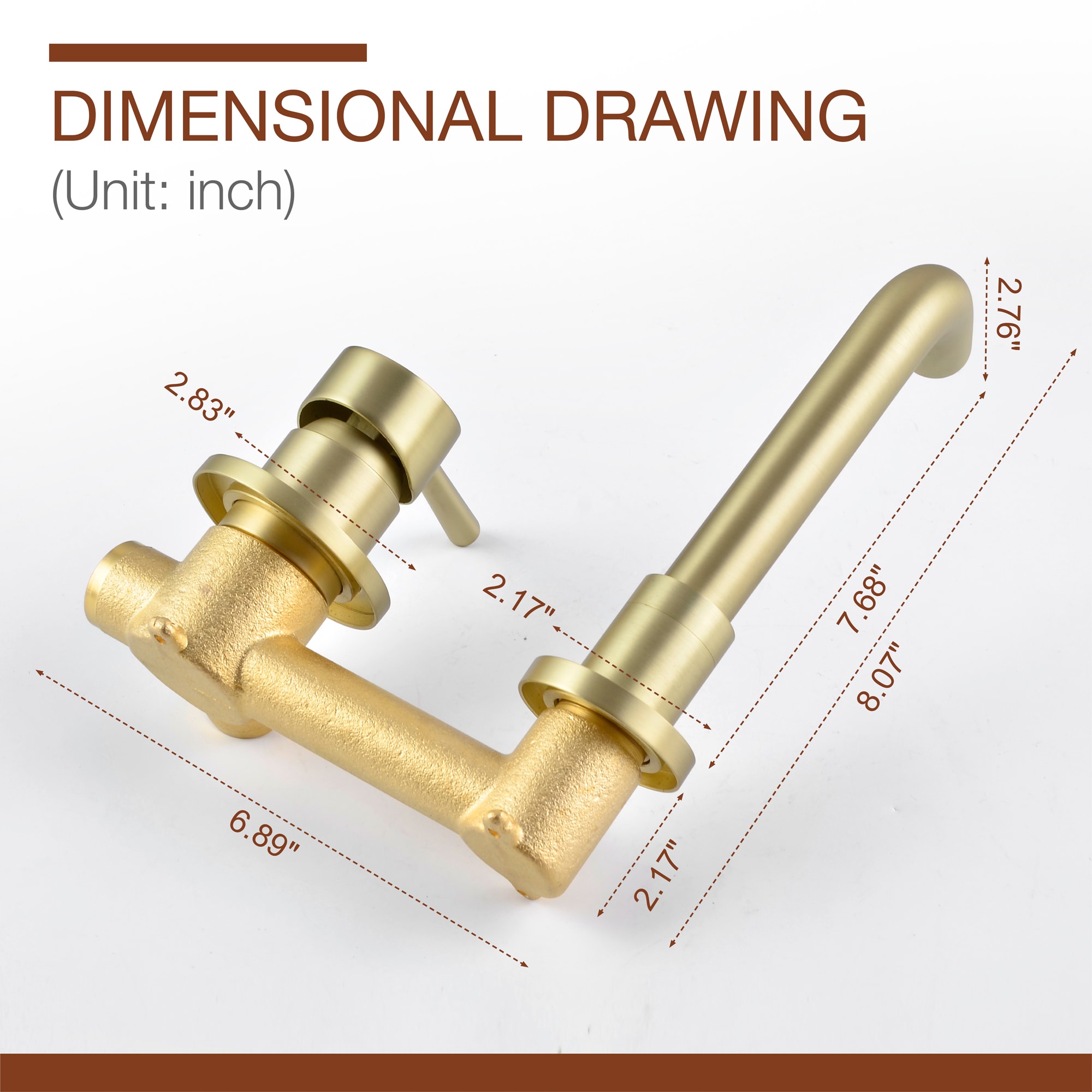 Mondawe Wall Mount Bathroom Sink Faucet Single Handle in Black/Gold-Mondawe