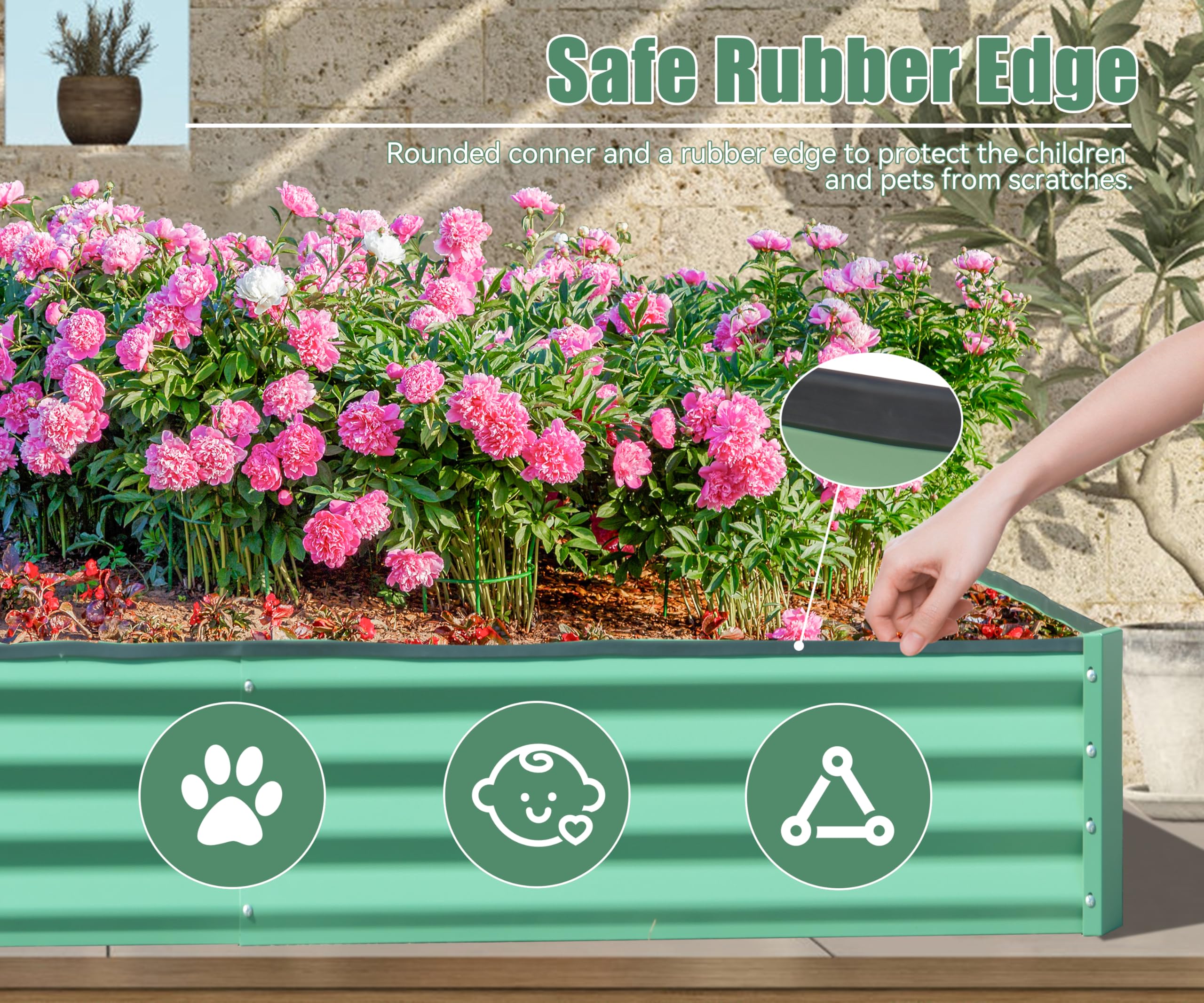 6x3x1ft Galvanized Raised Garden Bed, Outdoor Planter Garden Boxes Large Metal Planter Box for Gardening Vegetables Fruits Flowers,Gray/Silvery/Green