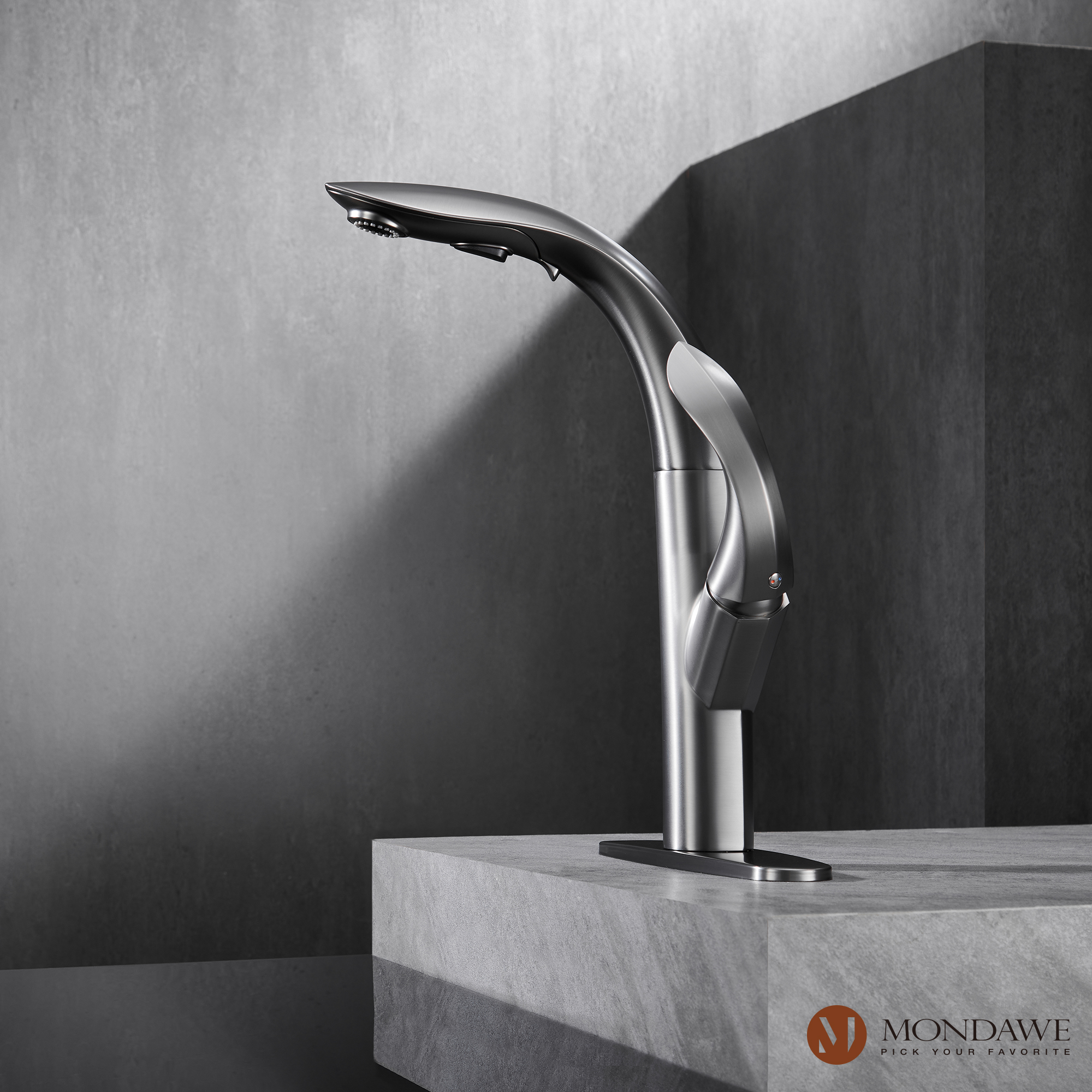 Mondawe 3-FunctionTulip High Arc Pull Down Single Handle Deck Mount Best Kitchen Faucets 2022-Mondawe
