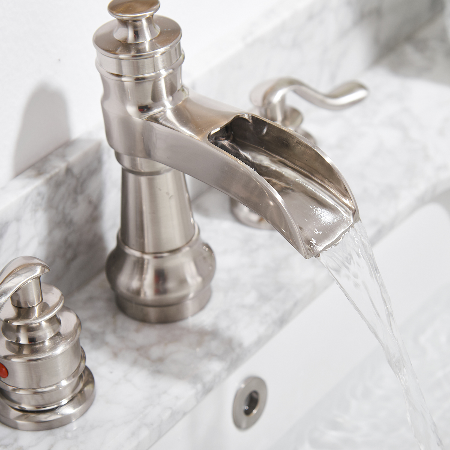 Boyel Living Classic Retro Style 8 in. Widespread Double Handle Bathroom Faucet with Drain Kit Included in Brushed Nickel