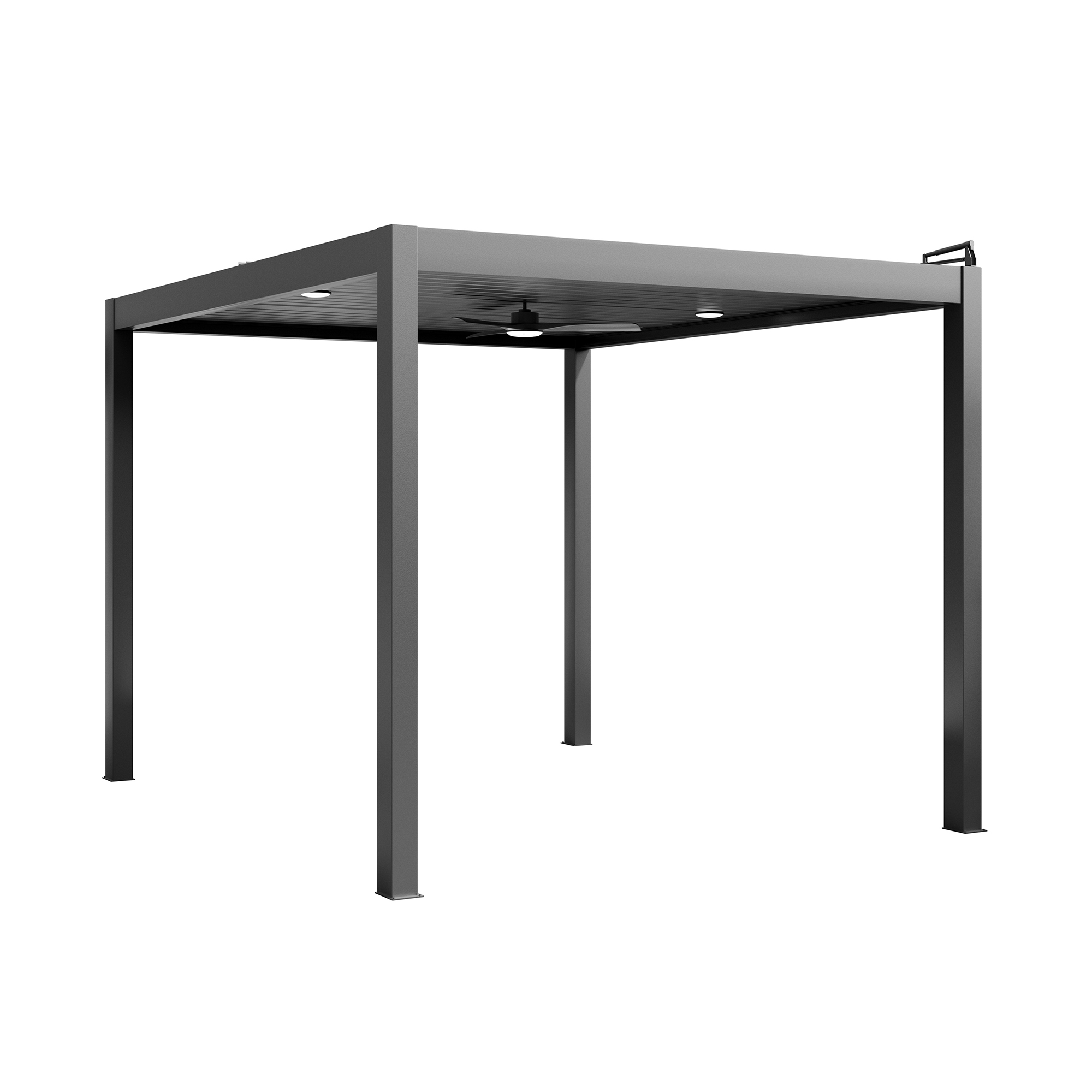 Aluminum Outdoor Pergola Gazebo with Adjustable Louvered Roof and Solar-Powered LED Lights – Modern Weather-Resistant Patio Shade Structure