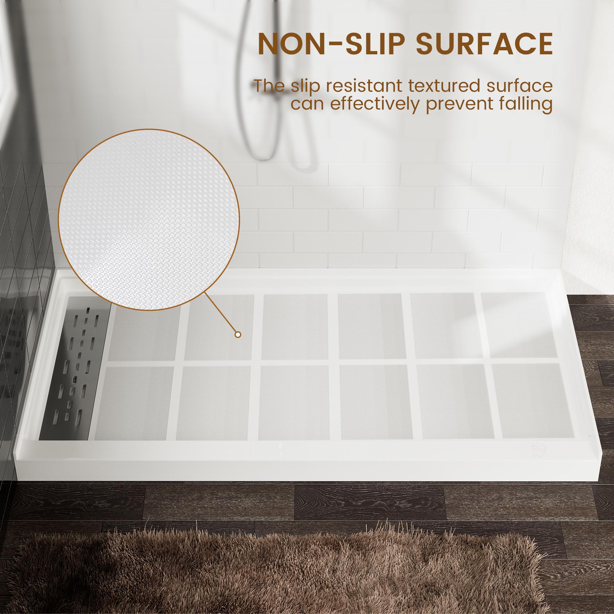 60"x32" White Solid Surface Single Threshold Alcove Shower Pan Base