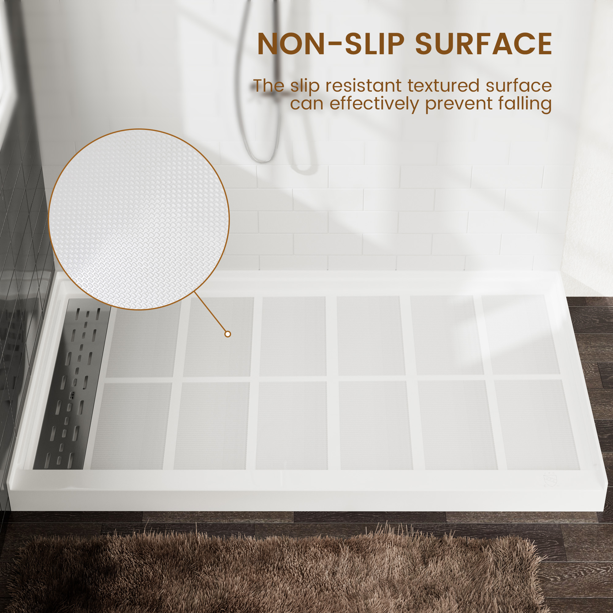 60"x36" White Solid Surface Rectangle Single Threshold Shower Pan Base