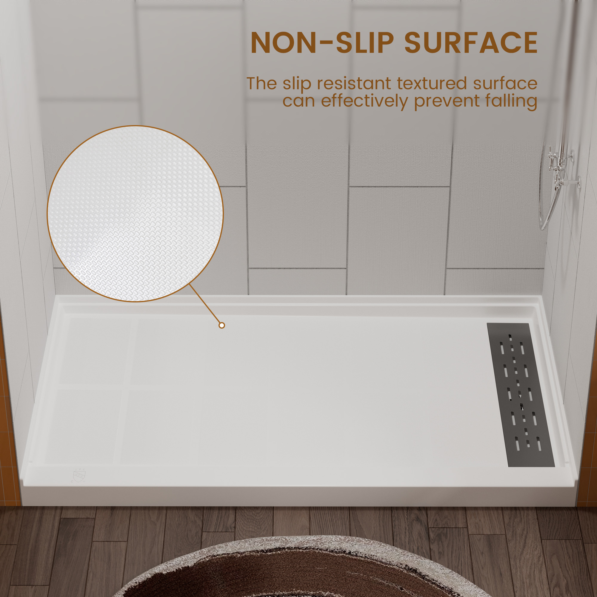 60"x36" White Solid Surface Rectangle Single Threshold Shower Pan Base