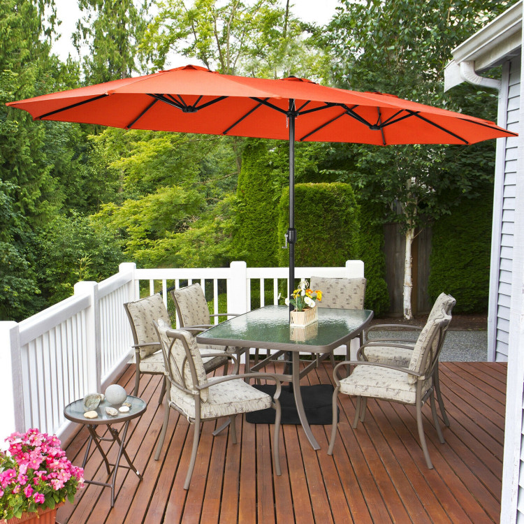 Mondawe 15ft Double-Sided Rectangular Patio Market Umbrella with Crank and Base-Mondawe