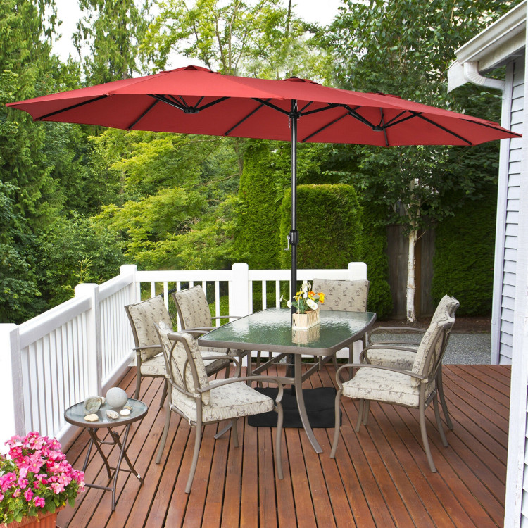 Mondawe 15ft Double-Sided Rectangular Patio Market Umbrella with Crank and Base-Mondawe