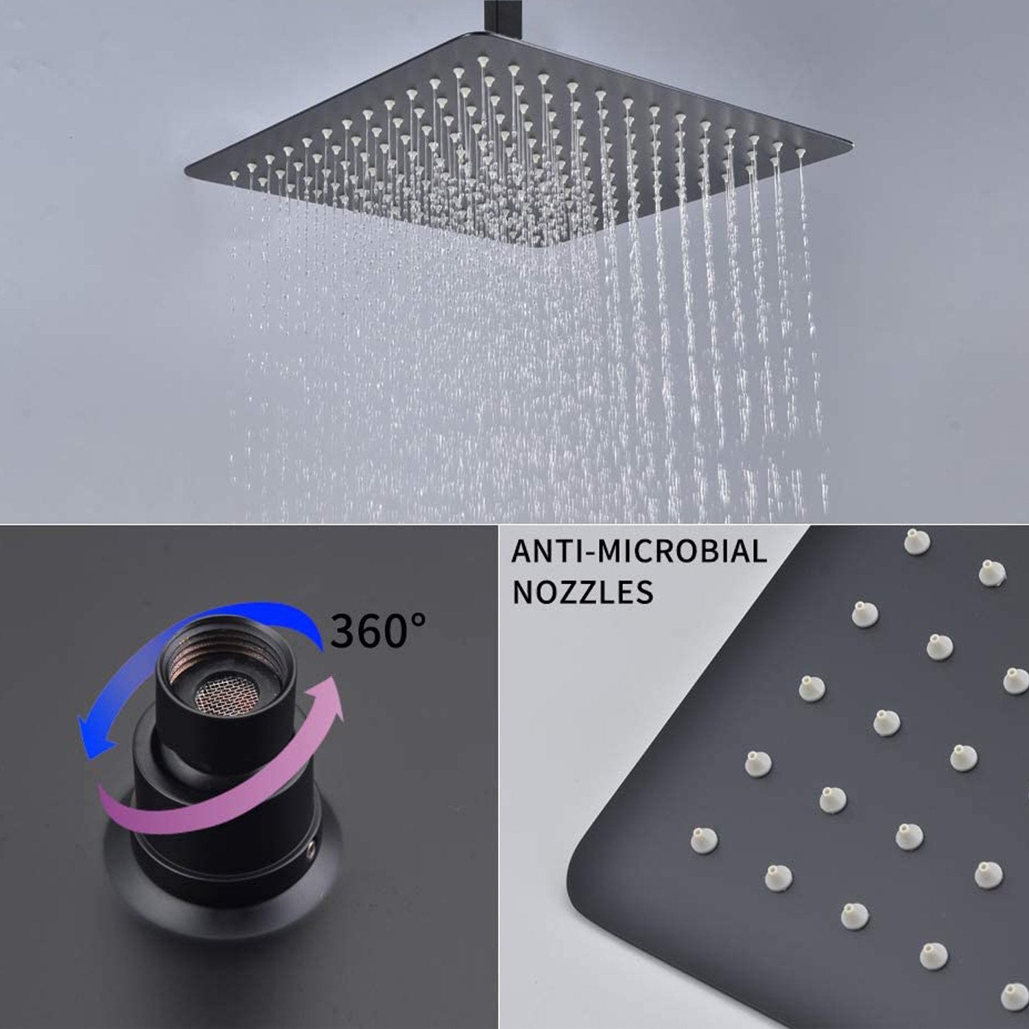 1-Spray Patterns with 2.5 GPM Ceiling Mount Dual Shower Heads- Valve Included