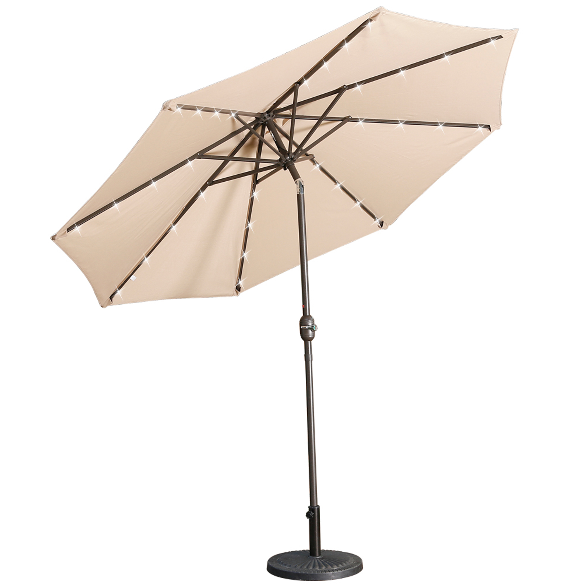 Mondawe 9 Ft 32 LED Round Solar Patio Market Umbrella-Mondawe