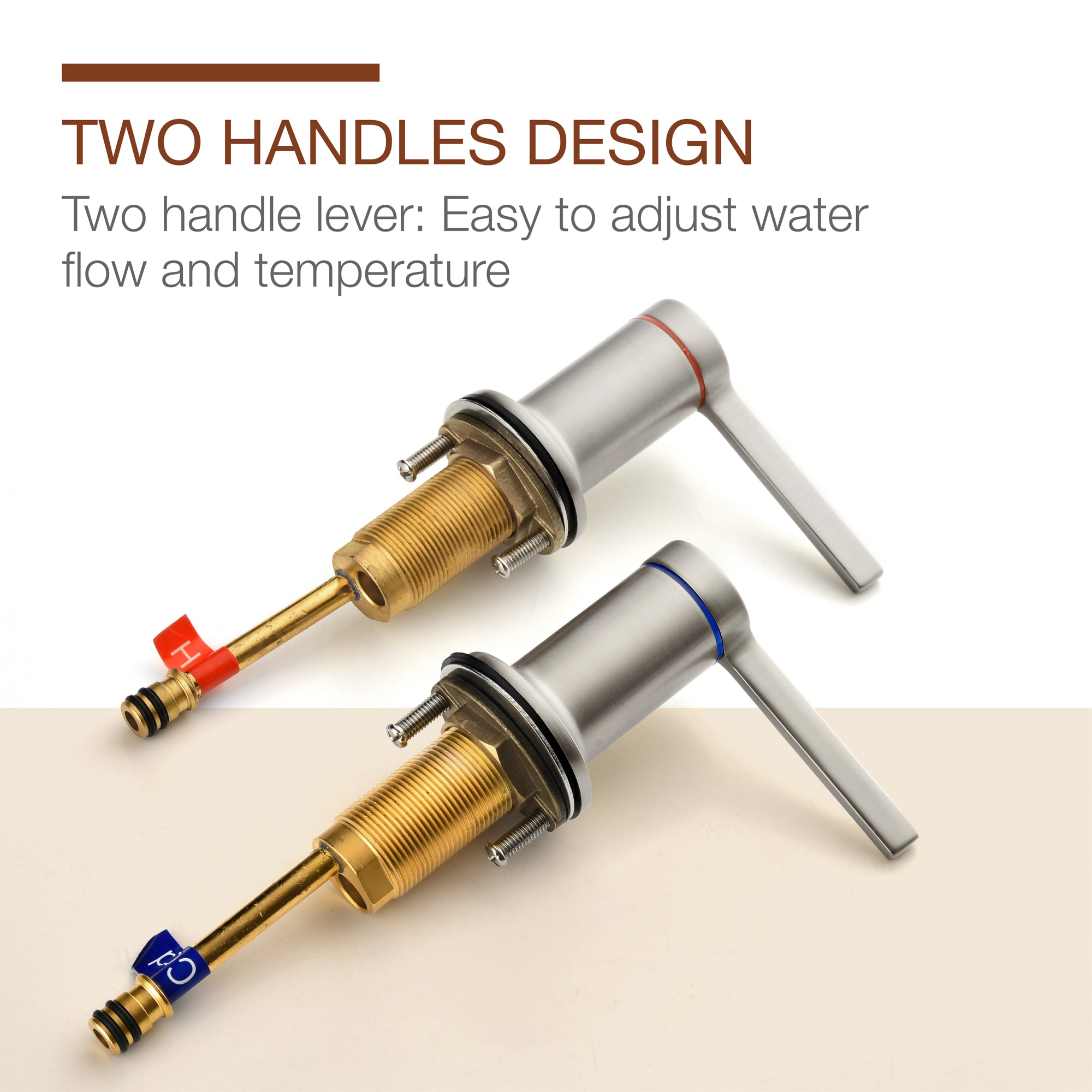 Mondawe Double Handle 8 Inch Brass 3 Hole Widespread Bathroom Sink Faucet(Black/Gold/Nickel)-Mondawe