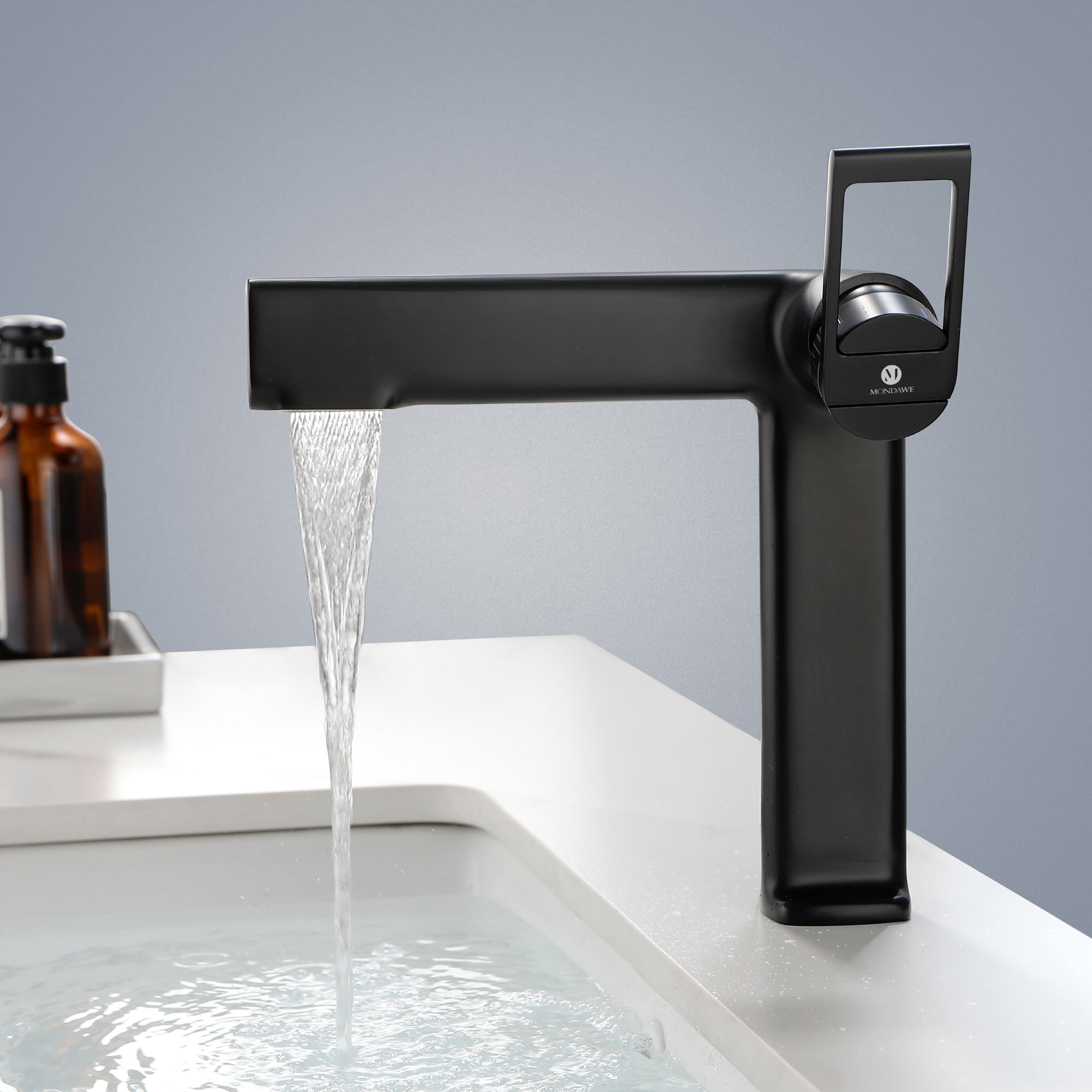 Mondawe Modern Design Single Hole Bathroom Faucet(Black/Gray/Gold)-Mondawe