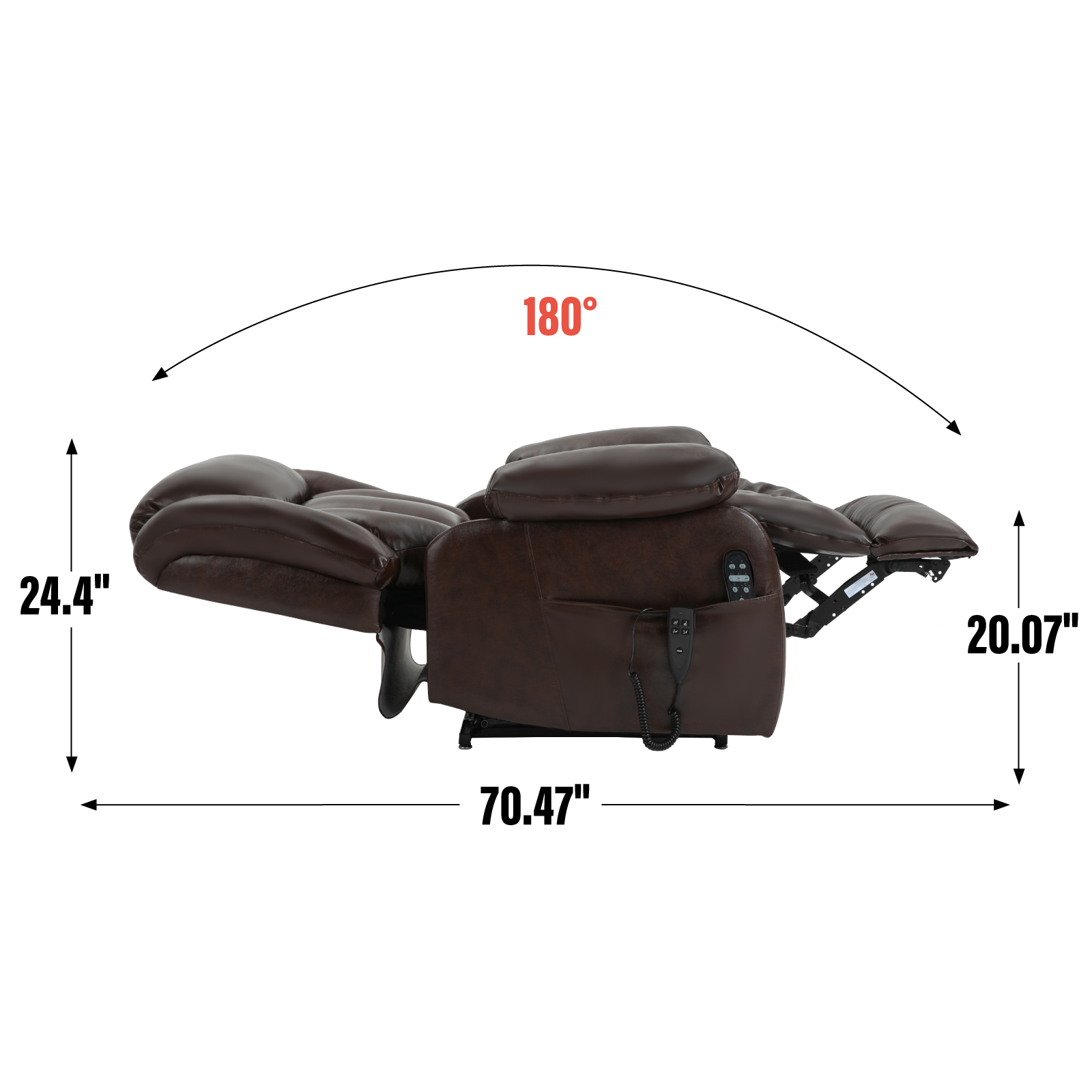 Dual Motor Infinite Position Up to 350 LBS Electric Medium size Brown/Gray/Black/Antique Brown Power Lift Recliner Chair with 8-Point Vibration Massage and Lumbar Heating