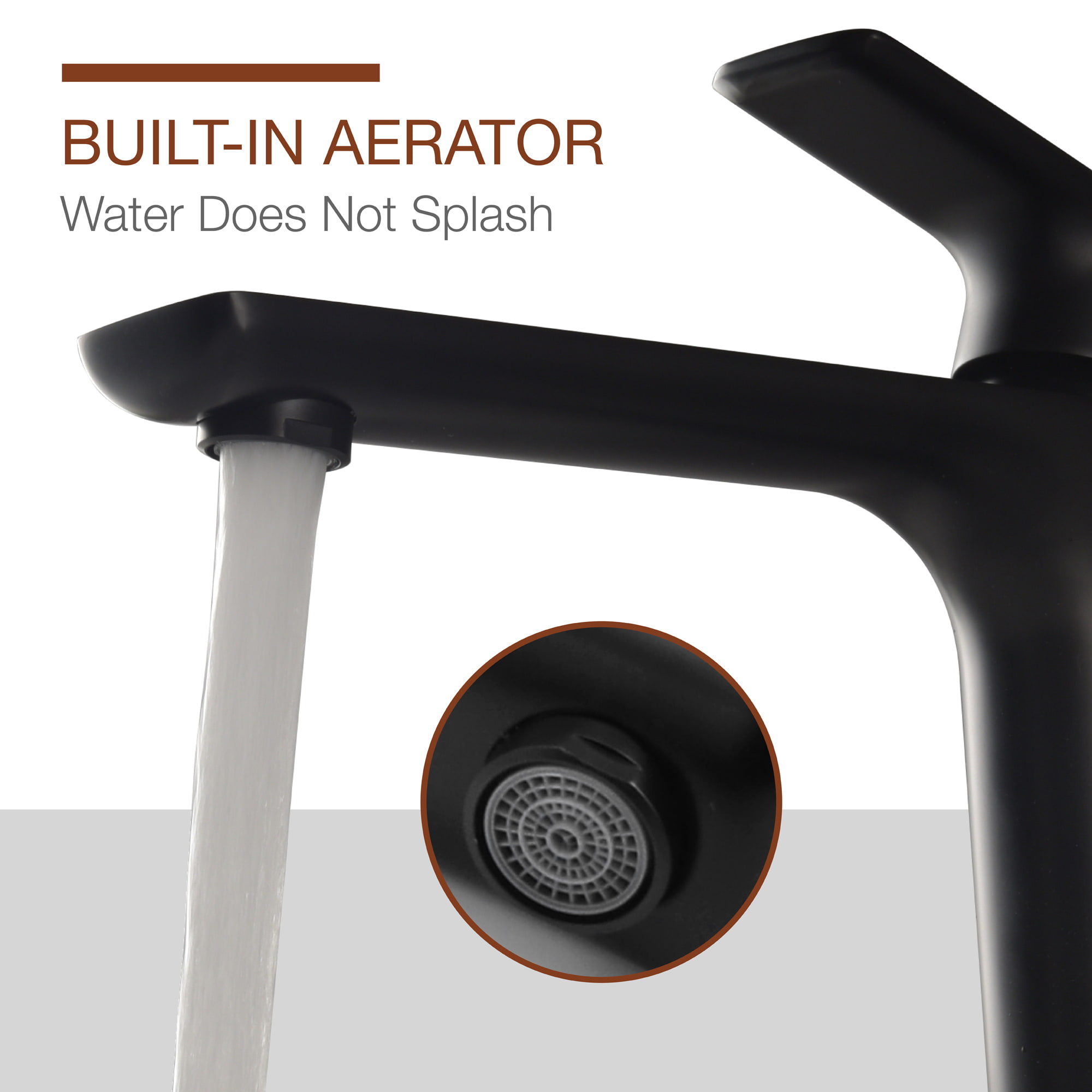 Mondawe Single Hole Modern Bathroom Faucet in Black/Gold-Mondawe