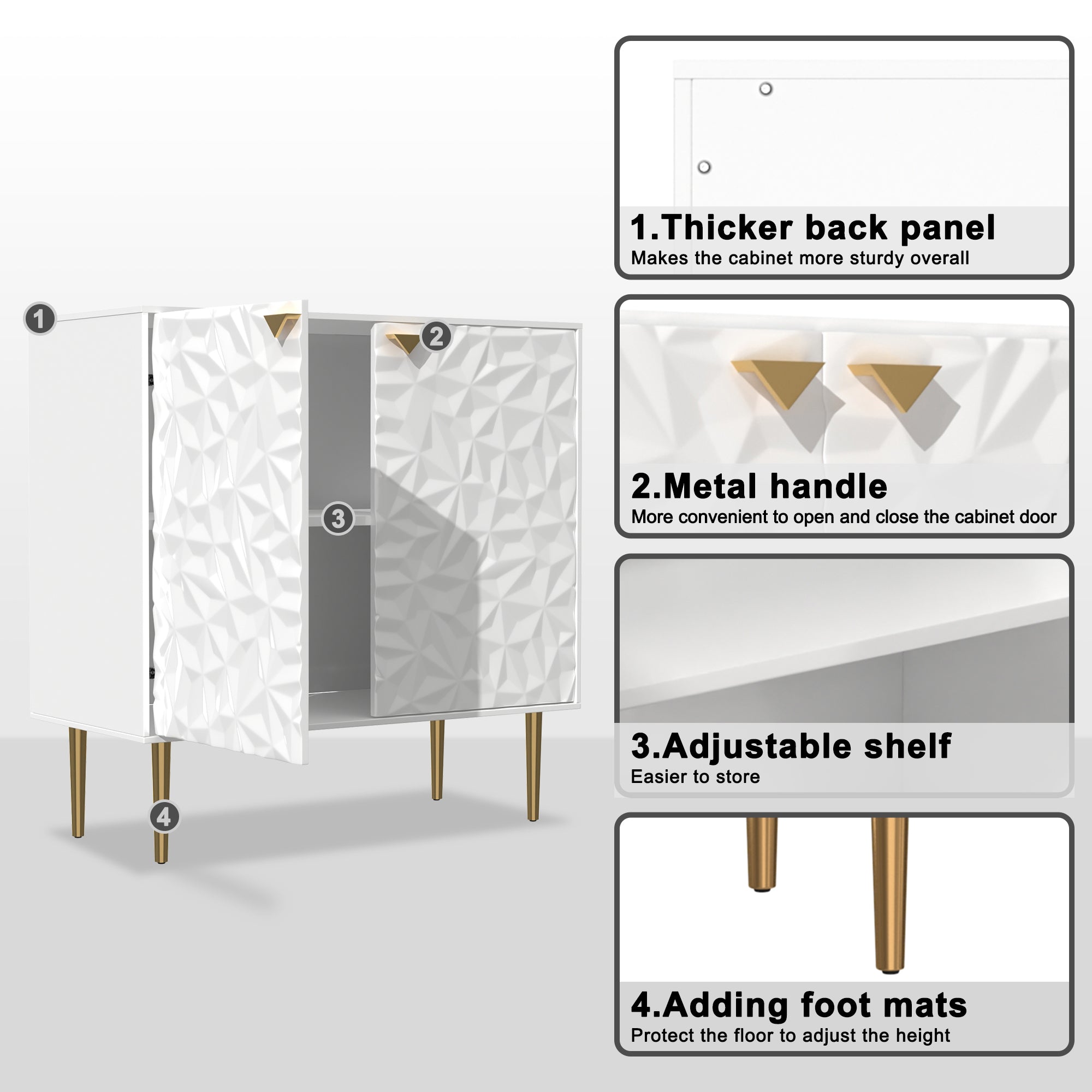 Boyel Living 2 Door Cabinet With Elegant Raised Diamond Pattern