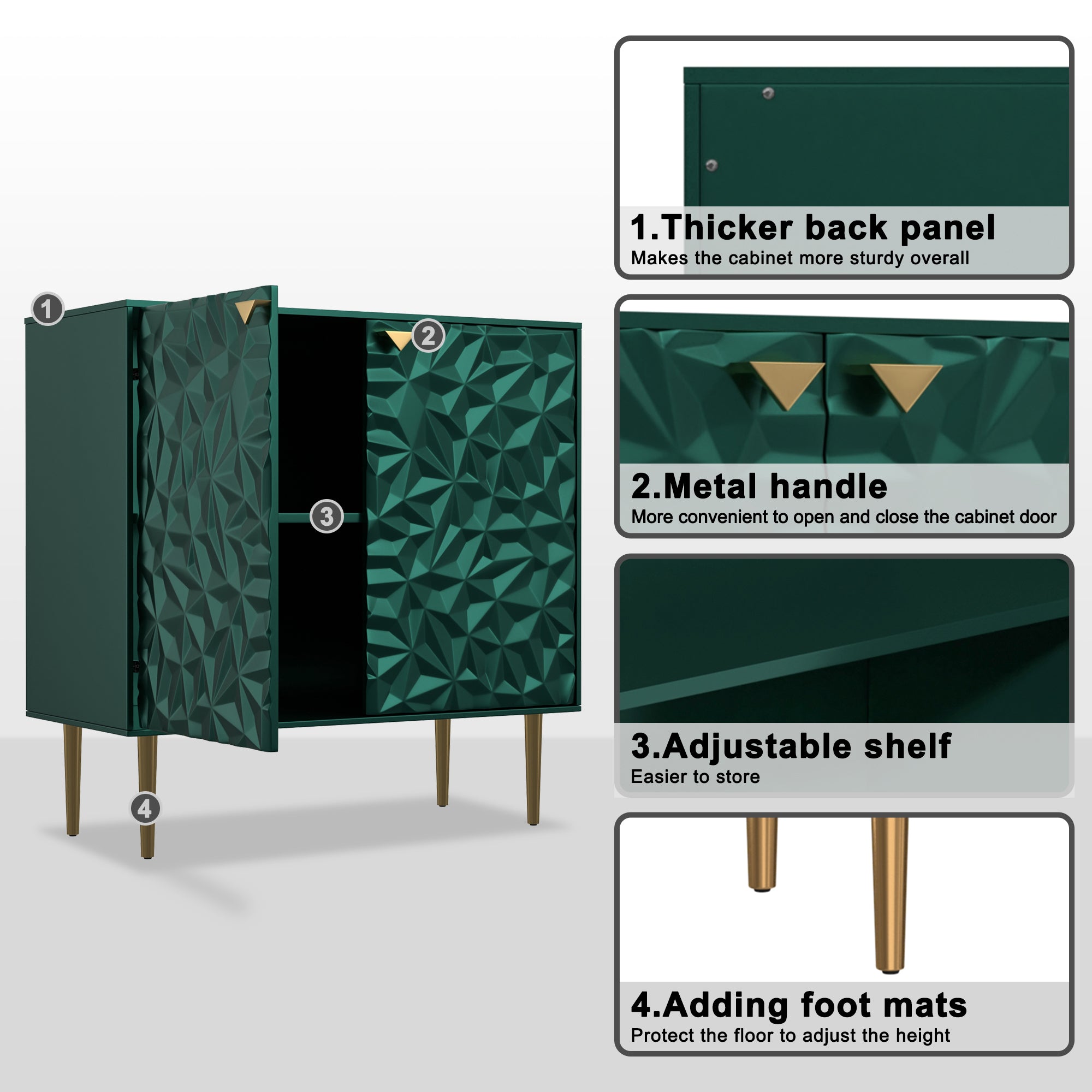 Boyel Living 2 Door Cabinet With Elegant Raised Diamond Pattern