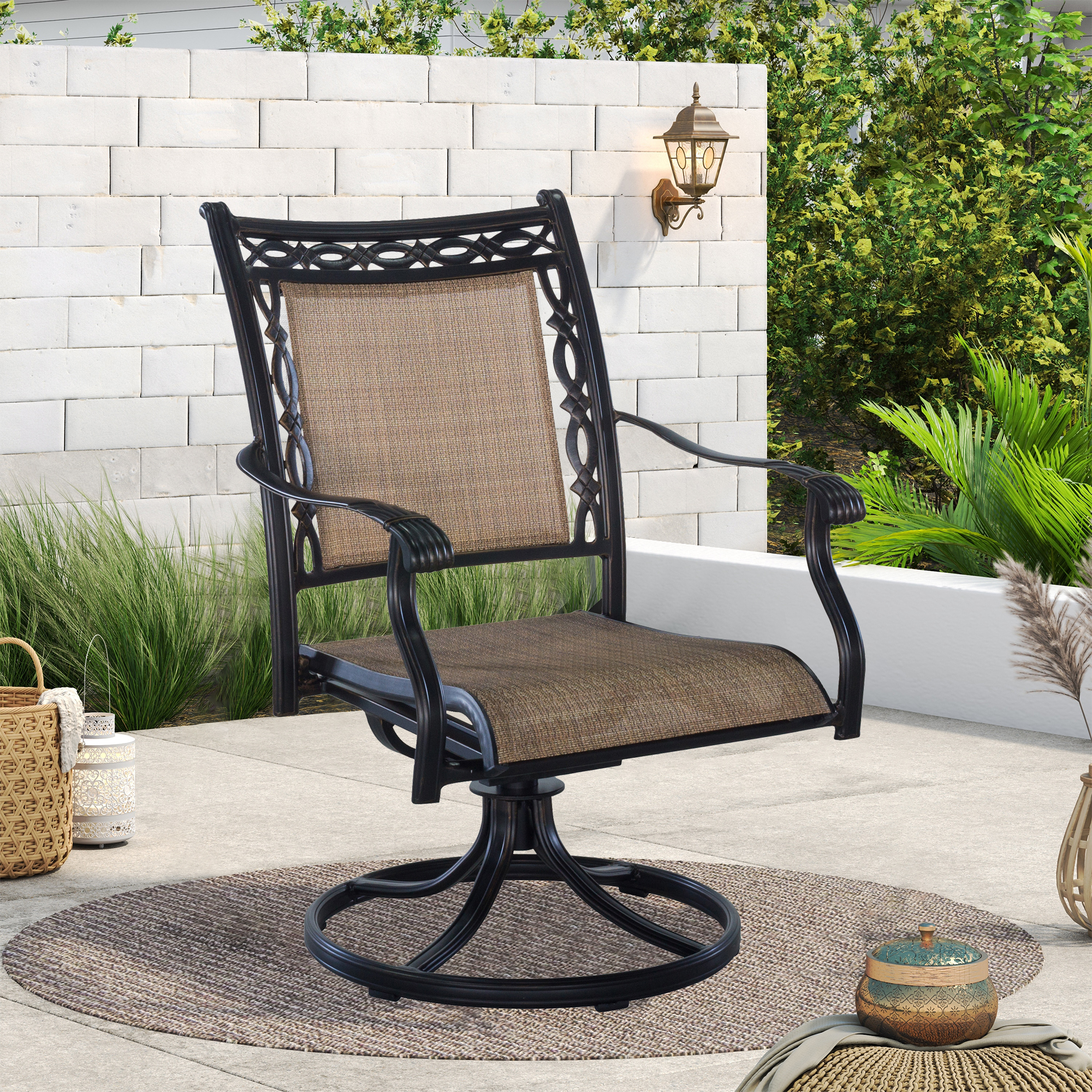 Mondawe  2/4/6 Piece Outdoor Patio Cast Aluminum Swivel Chair-Mondawe