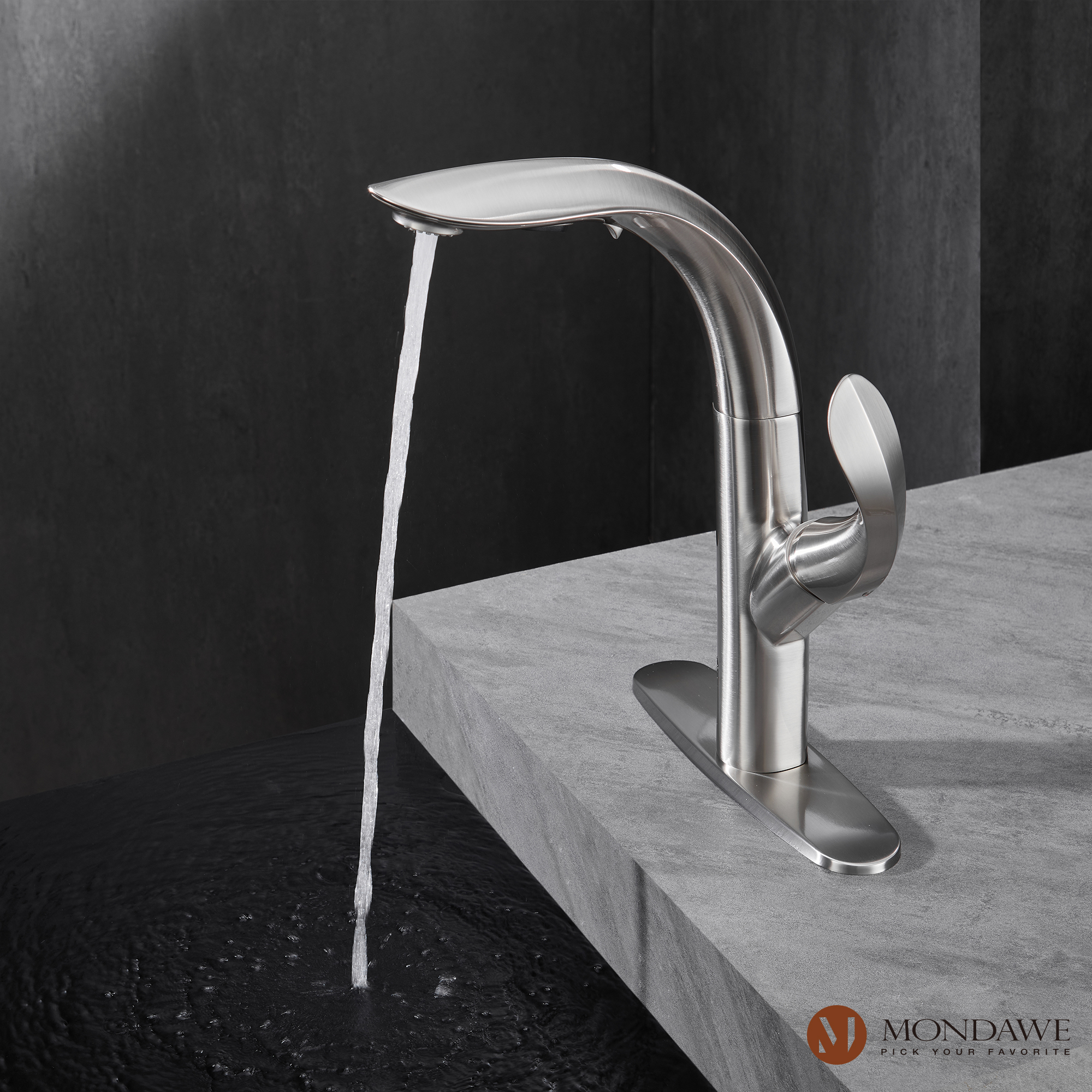 Mondawe 3-FunctionTulip High Arc Pull Down Single Handle Deck Mount Best Kitchen Faucets 2022-Mondawe