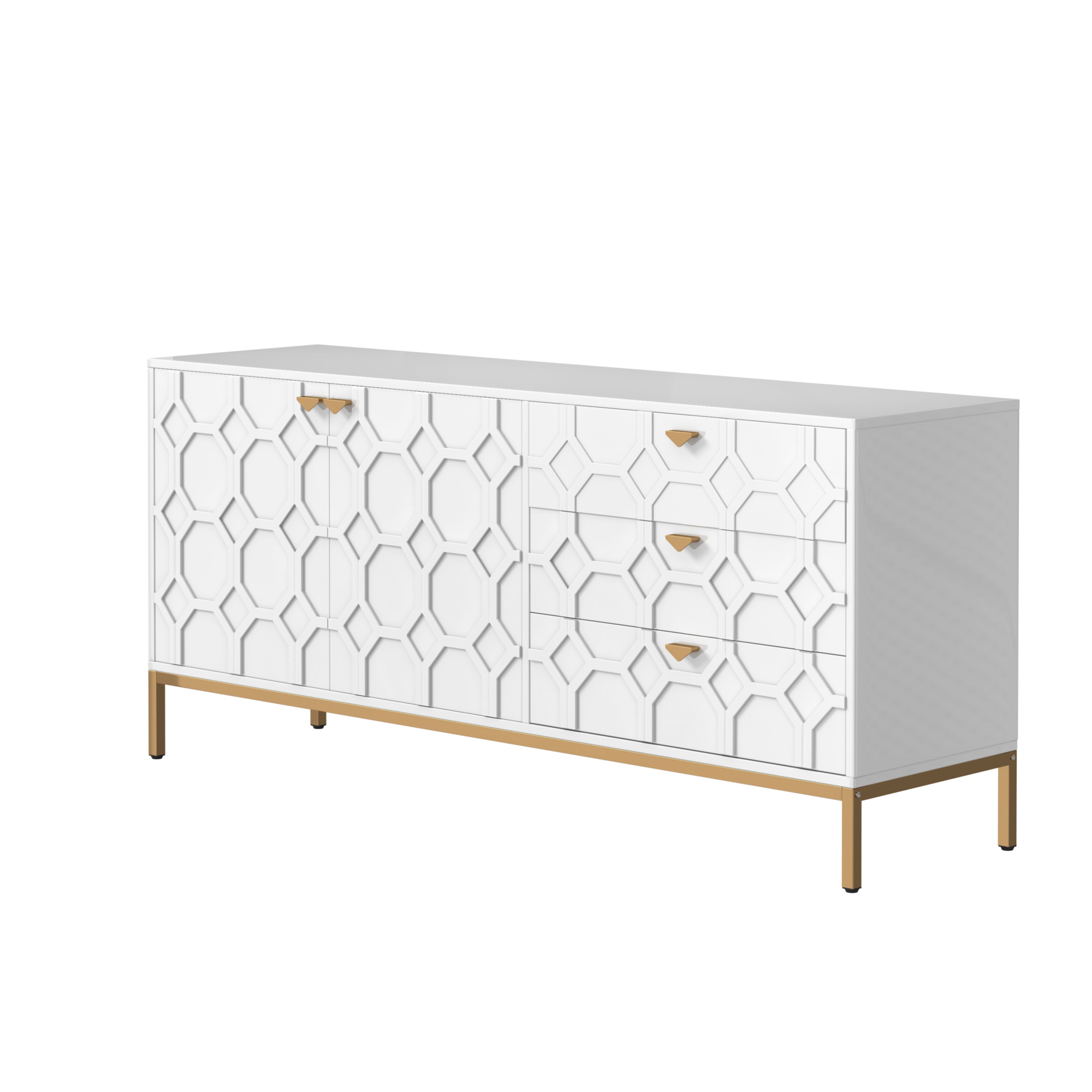 Sideboard Cabinet with Storage 3 Drawers & 2 Doors, Console Table with Storage Cabinet Buffet Cabinet for Living Room, Dining Room, Entryway