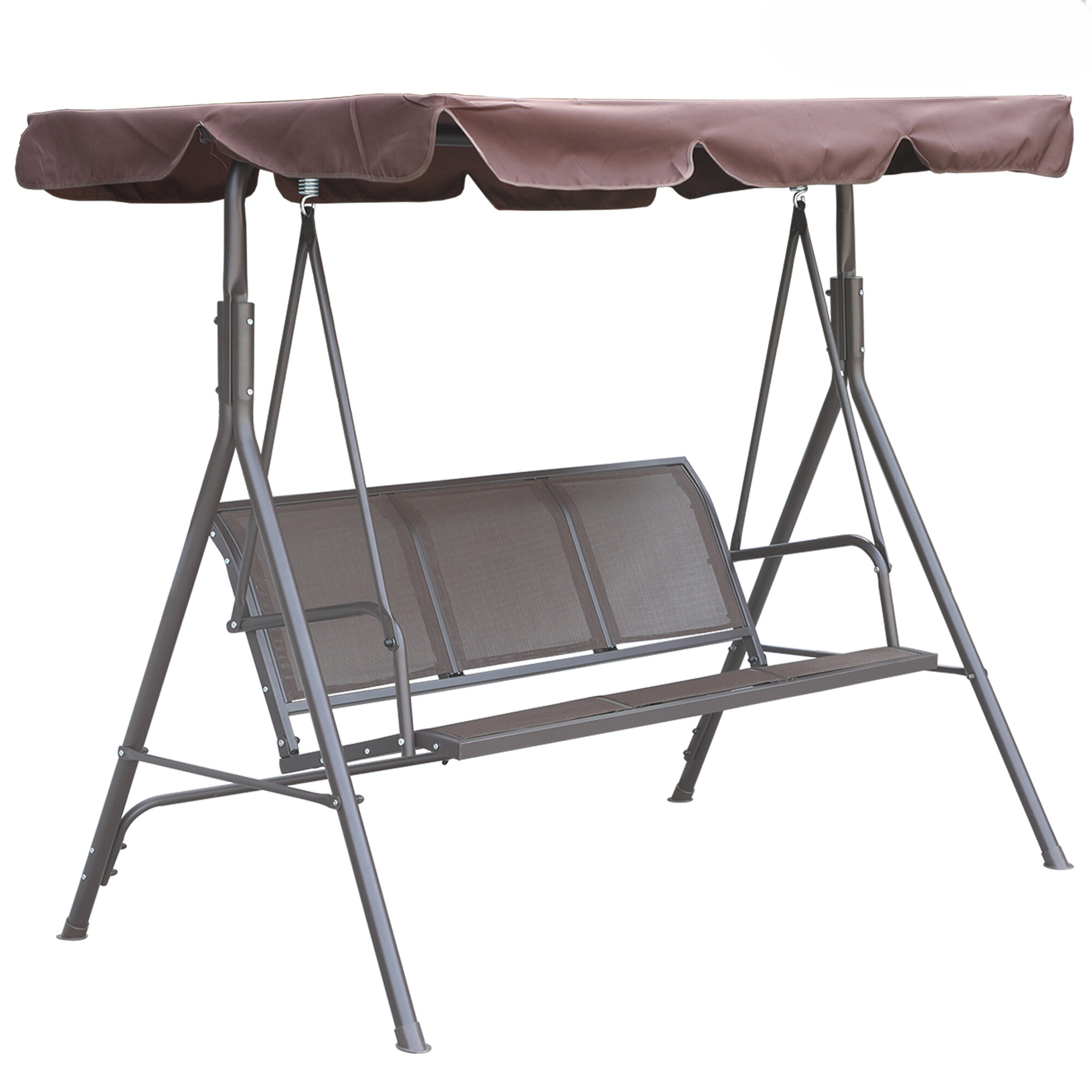 Steel Frame Textilence 3 Seats Patio Swing Chair Swing Glider with Removable Convertible Canopy