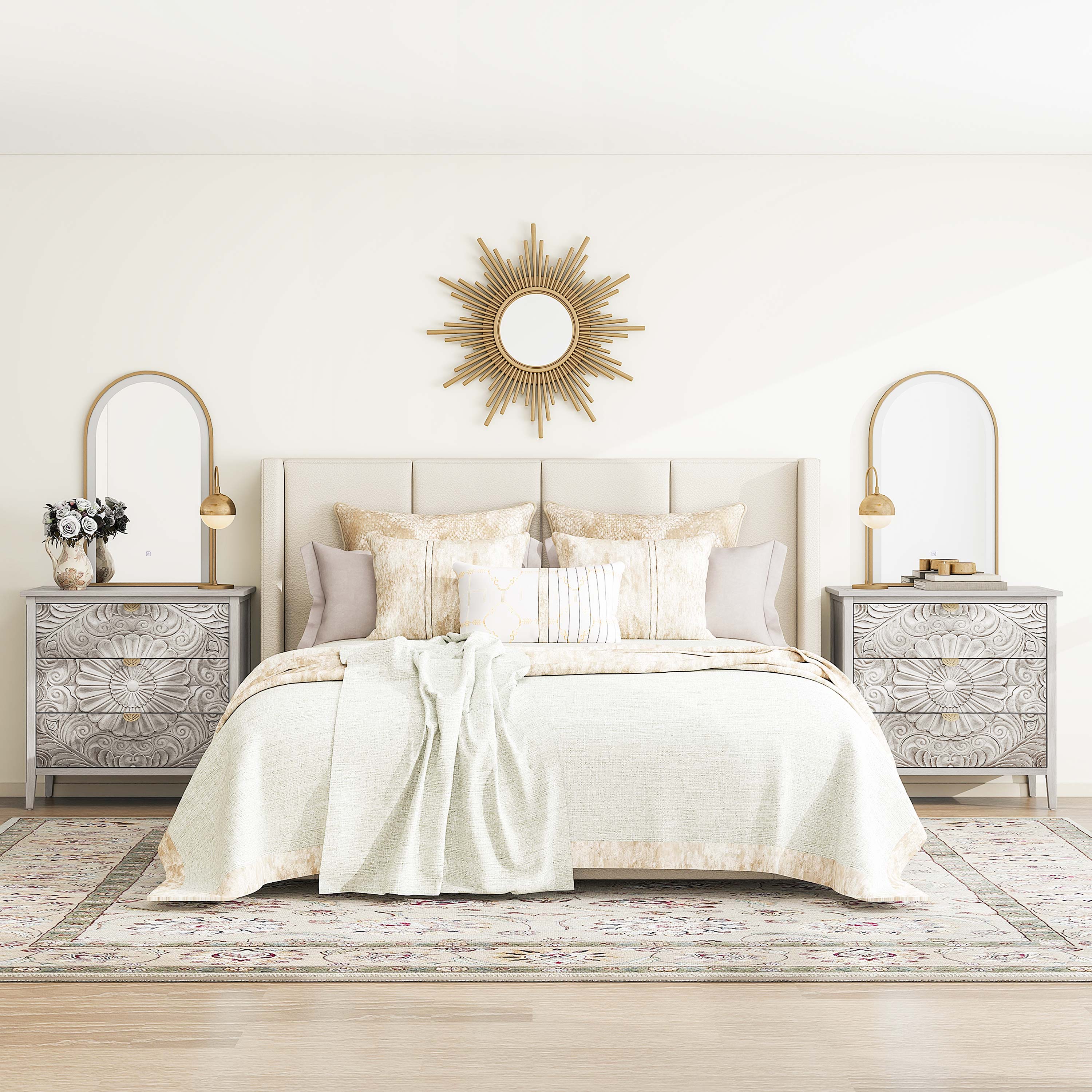 2 Door Cabinet , 3 Drawer Cabinet American Furniture, Suitable for Bedroom, Living Room, Study