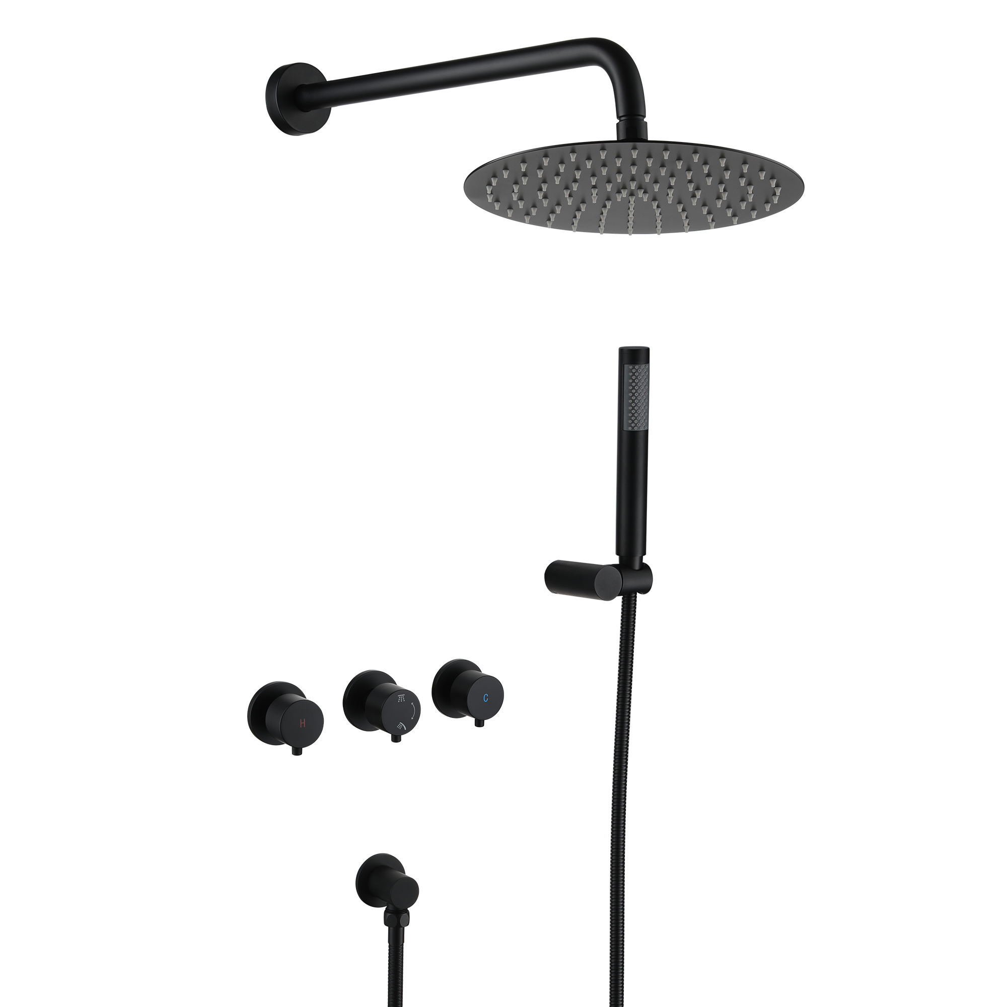 1-Spray Patterns with 2.5GPM 10 in. Tub Wall Mount Dual Shower Heads in Spot Resist Matte Black