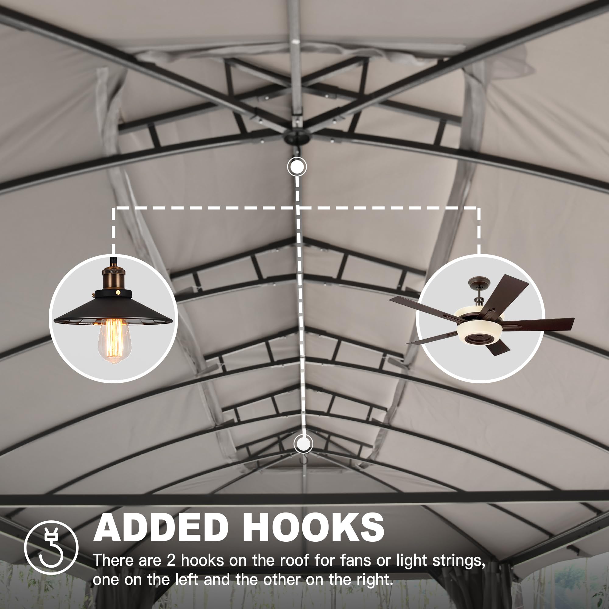 Outdoor Gazebo with Double Roofs, Privacy Curtains, Mosquito Nettings, Heavy Duty Metal Frame Party Tent Canopy for Patio, Backyard, Deck, Lawn