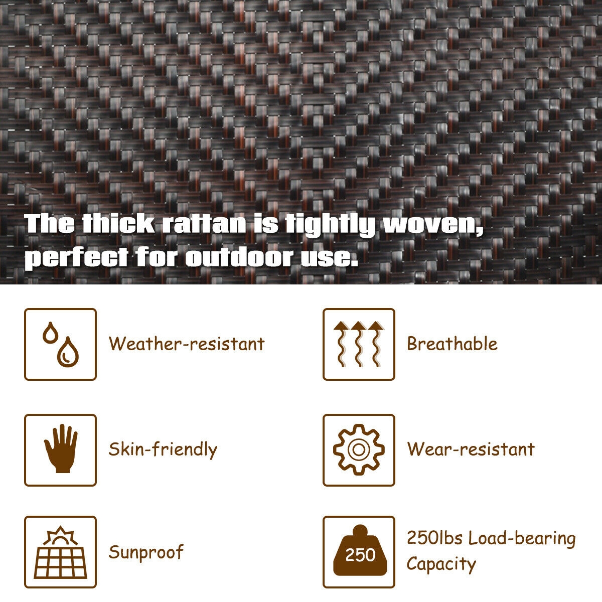 Mondawe 2Pcs Patio Rattan Folding Lounge Chair-Mondawe