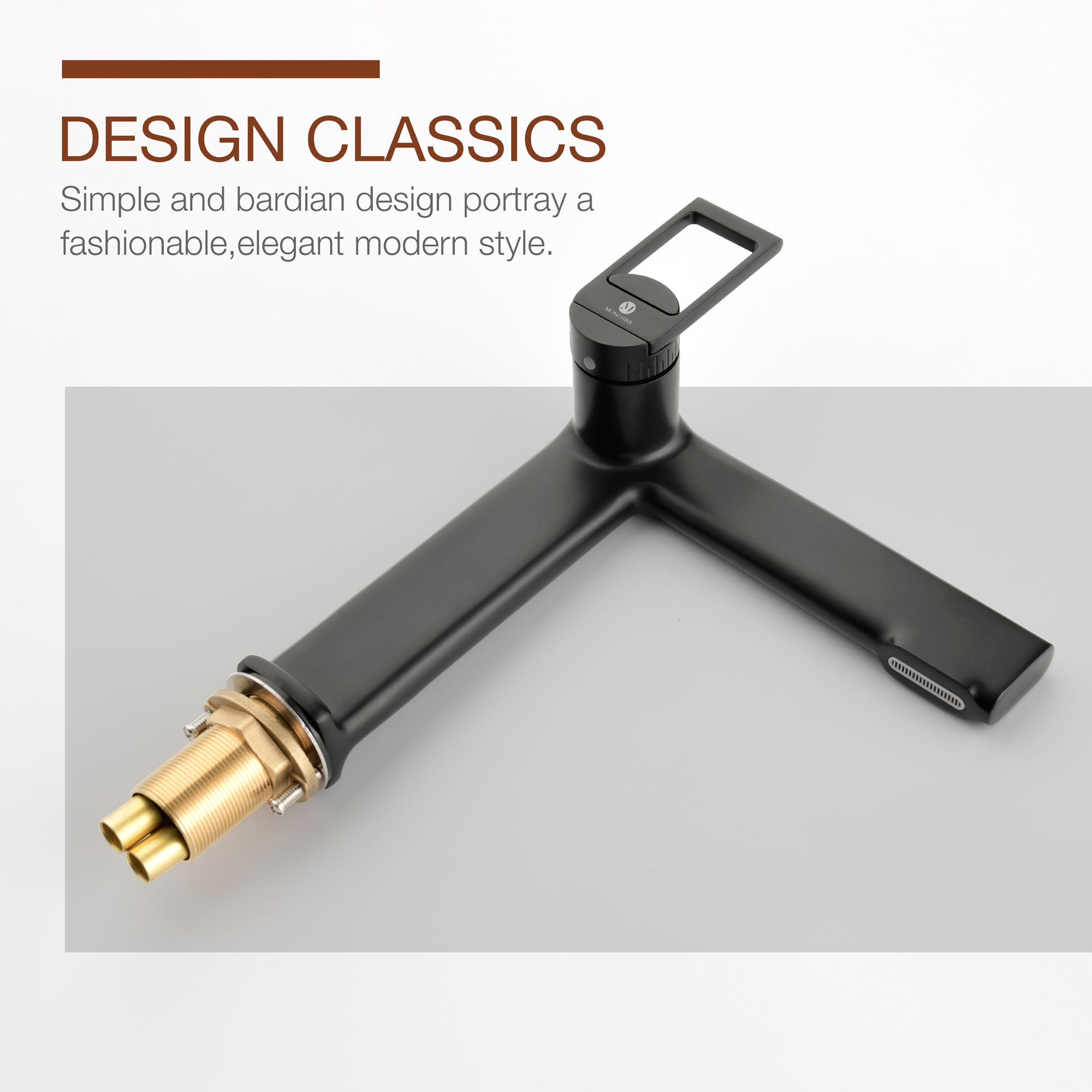 b-Mondawe Modern Design Single Hole Bathroom Faucet(Black/Gray/Gold)-Mondawe