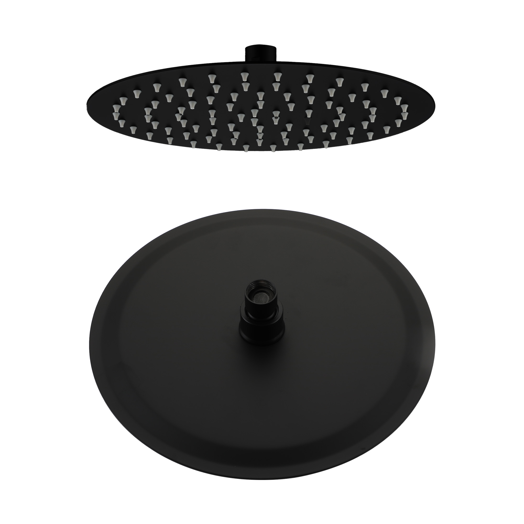 10"/12" Stainless Steel 360 Degree Adjustable 0.08" Ultra-thin Round Shower Head In Matte Black/Brushed Nickel