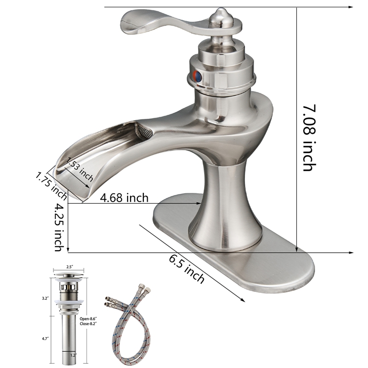 Boyel Living Single Handle Single Hole Bathroom Faucet with Deckplate Included, Pop Up Drain, Water Supply Hoses in Oil Rubbed Bronze/Brushed Nickel