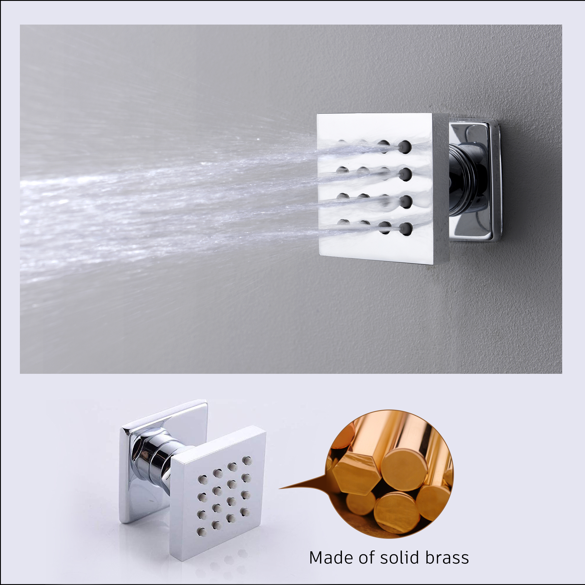 12" Thermostatic Complete Shower System with Rough-in Valve & 6 Body Jets Brushed Gold/Chrome/Matte Black